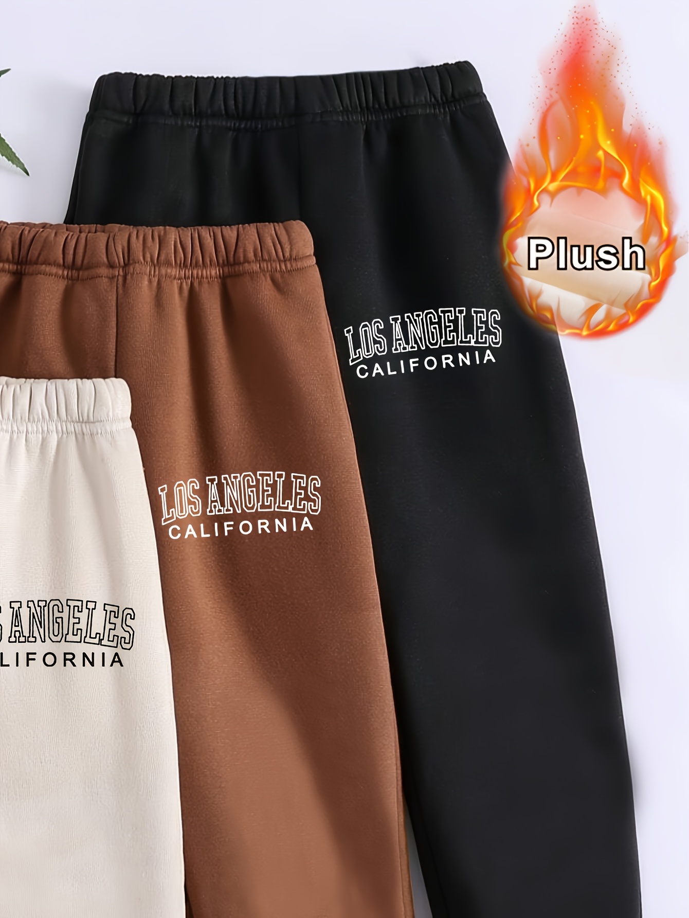 Girls Sweatpants 3-Piece Set Letter Print Fall Winter Stretch - 图片 3