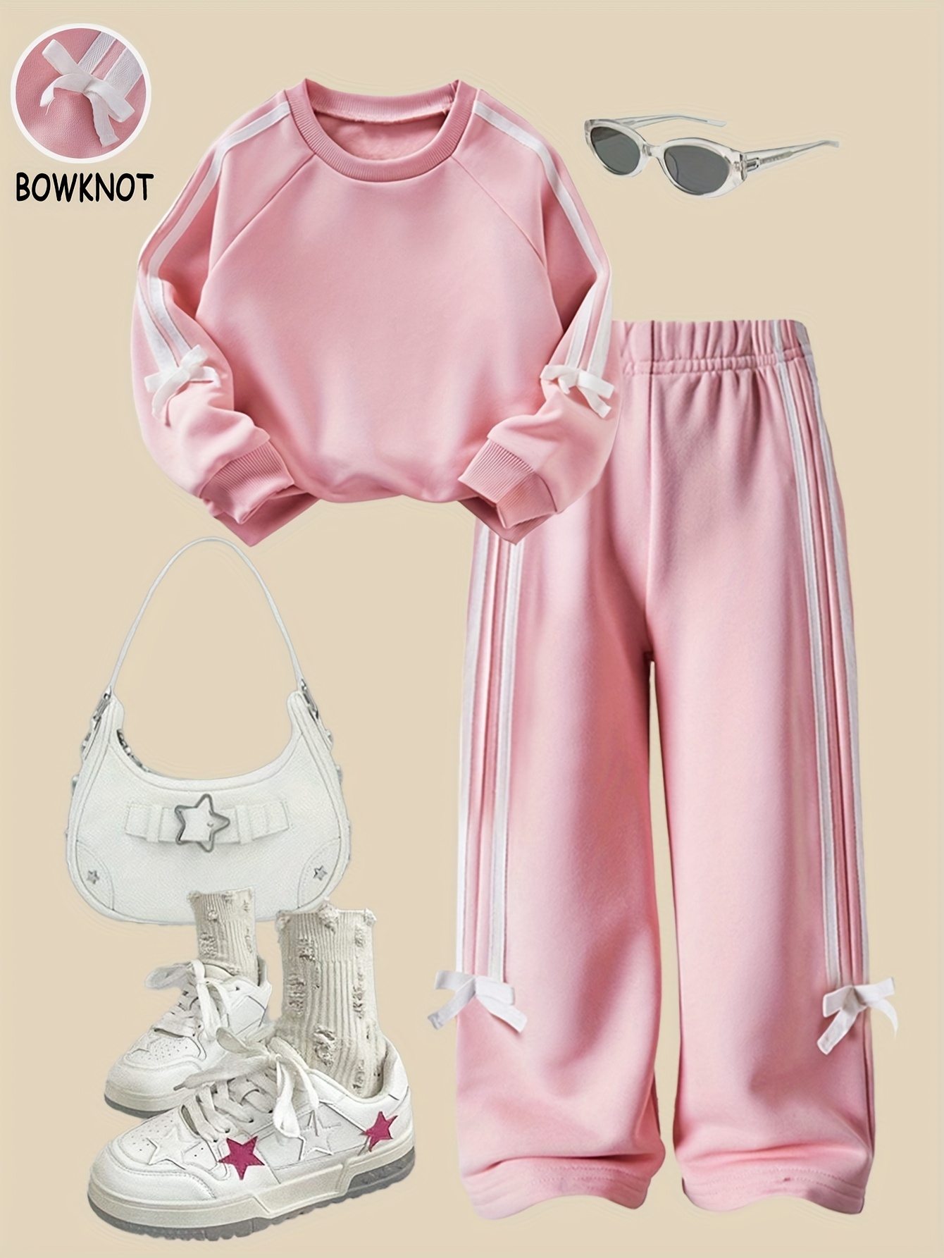Girls Sweatshirt Pants 2-Piece Set Graphic Fall Winter Easy Care - 图片 2