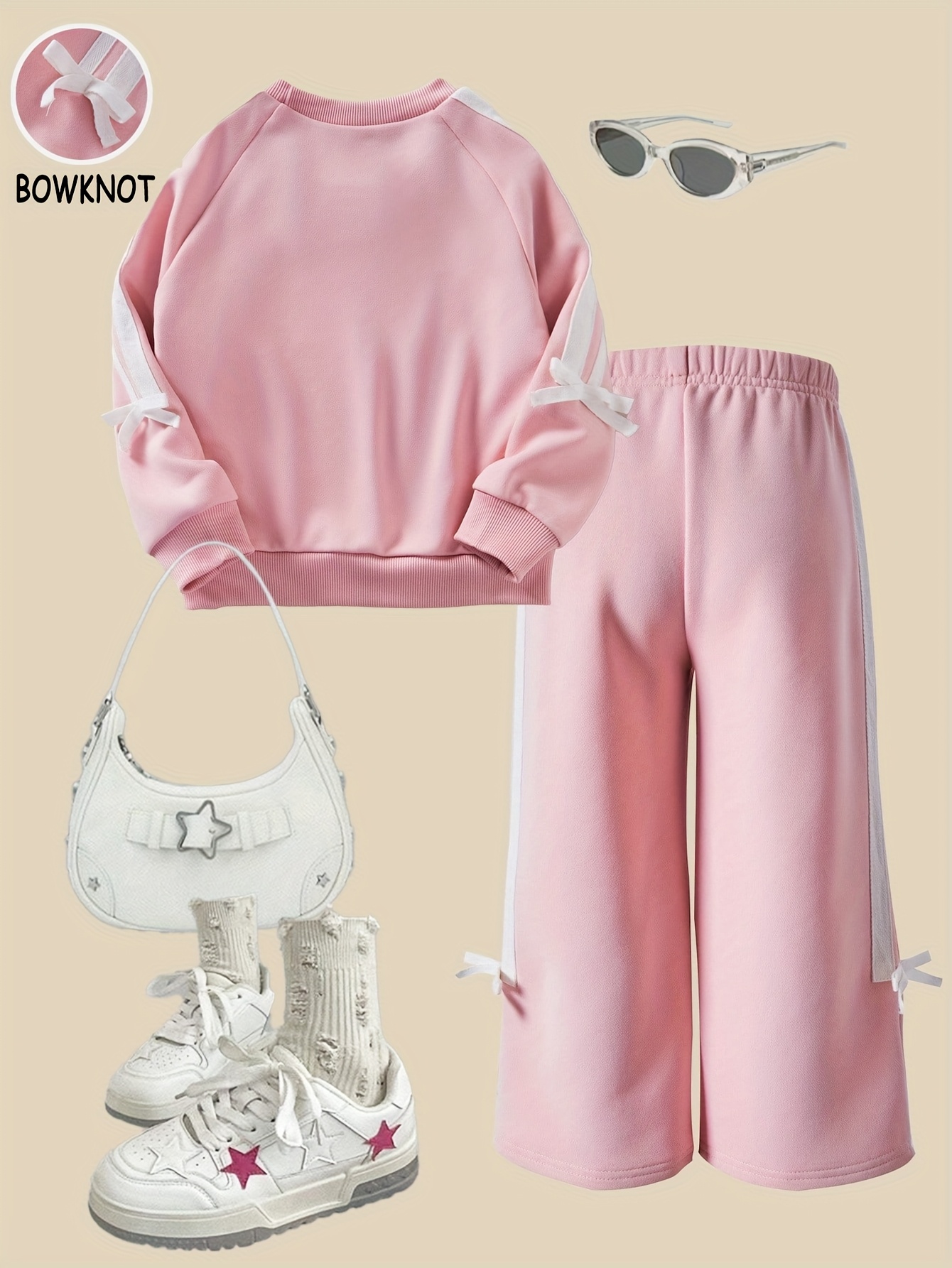 Girls Sweatshirt Pants 2-Piece Set Graphic Fall Winter Easy Care - 图片 3