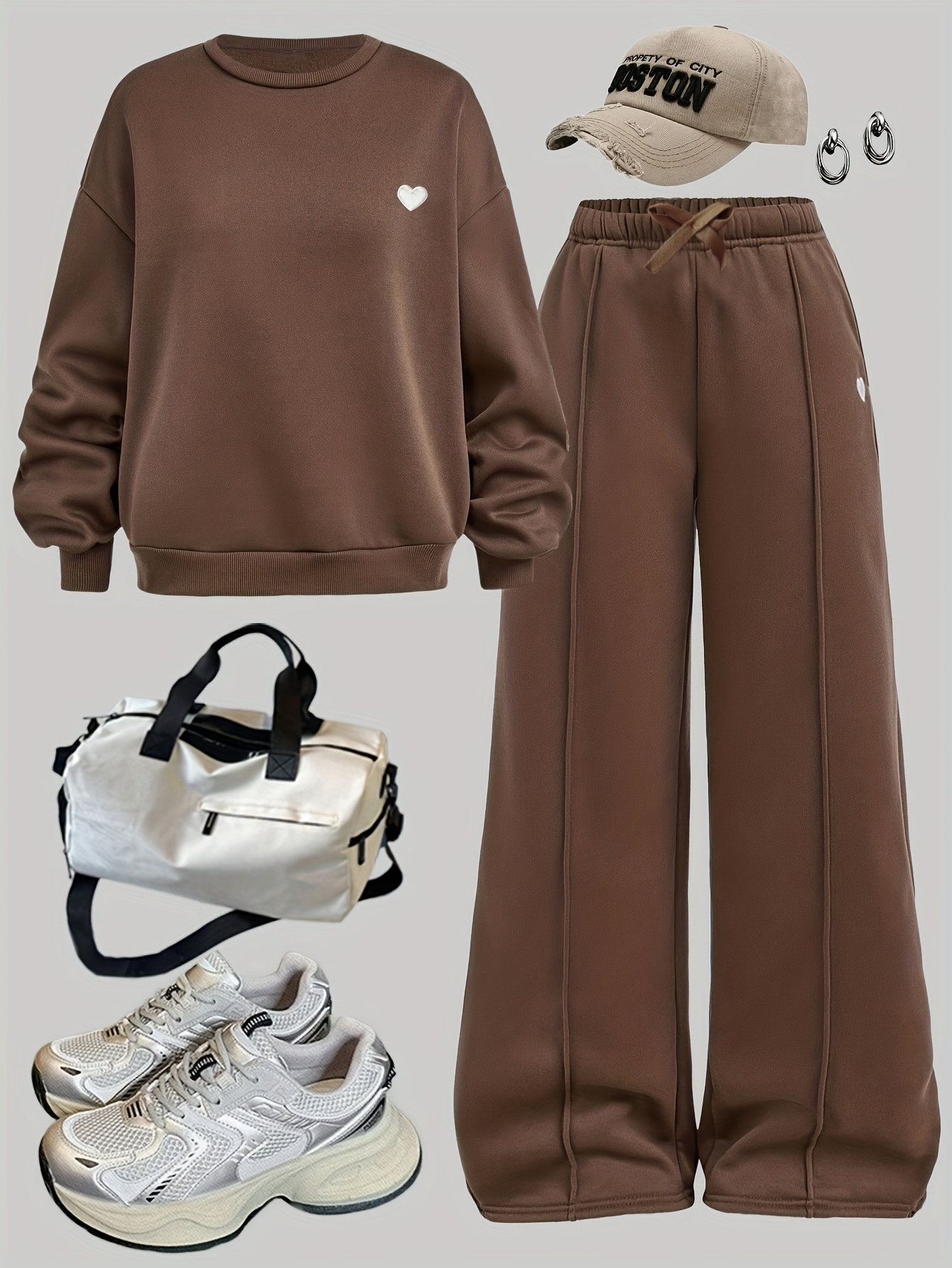 Teen Girls Streetwear Sweatshirt Wide Leg Pants 2-Piece Set Graphic Fall Winter - 图片 2