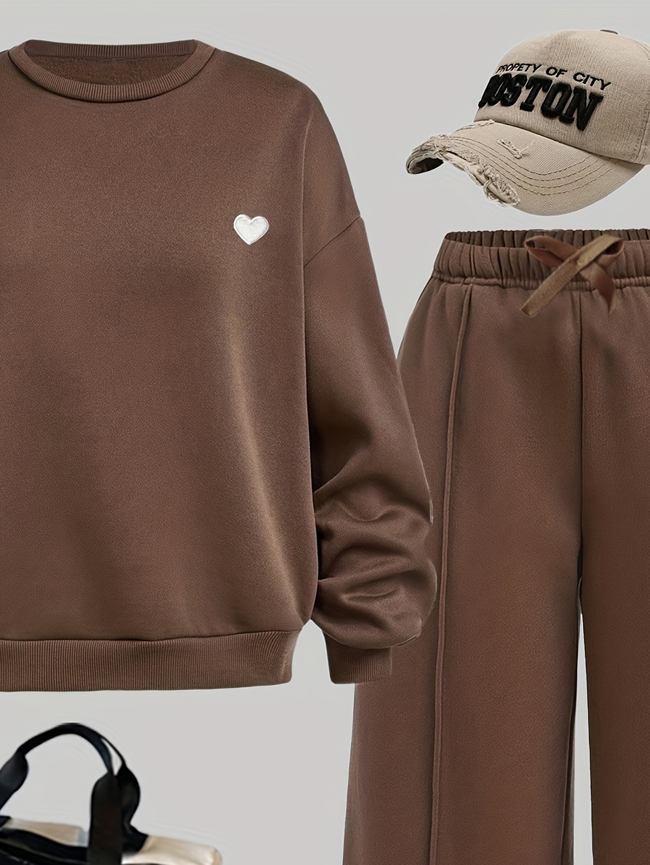 Teen Girls Streetwear Sweatshirt Wide Leg Pants 2-Piece Set Graphic Fall Winter - 图片 6