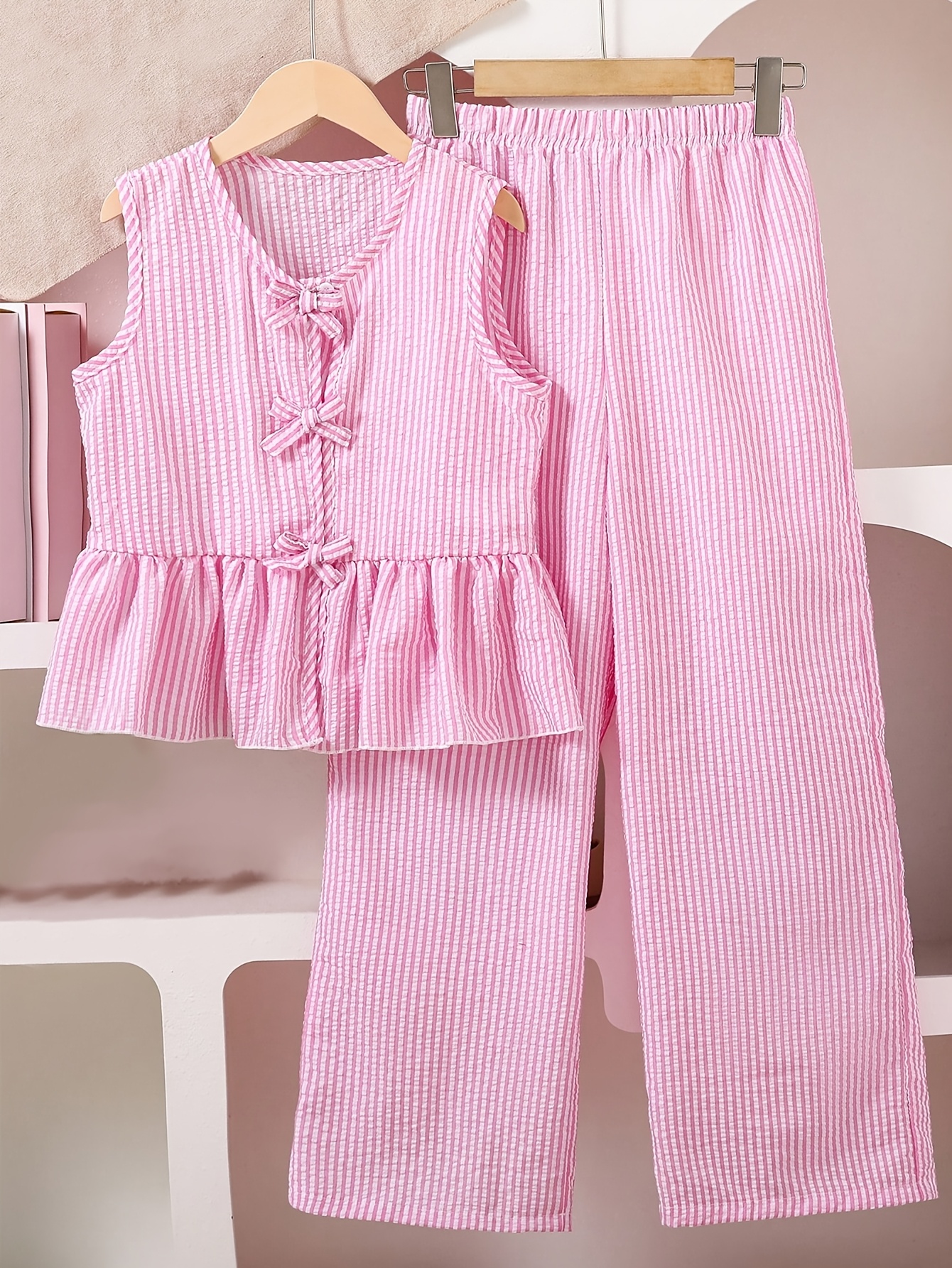 Teen Girls Pants 2-Piece Set Graphic Spring Summer Easy Care - 图片 3