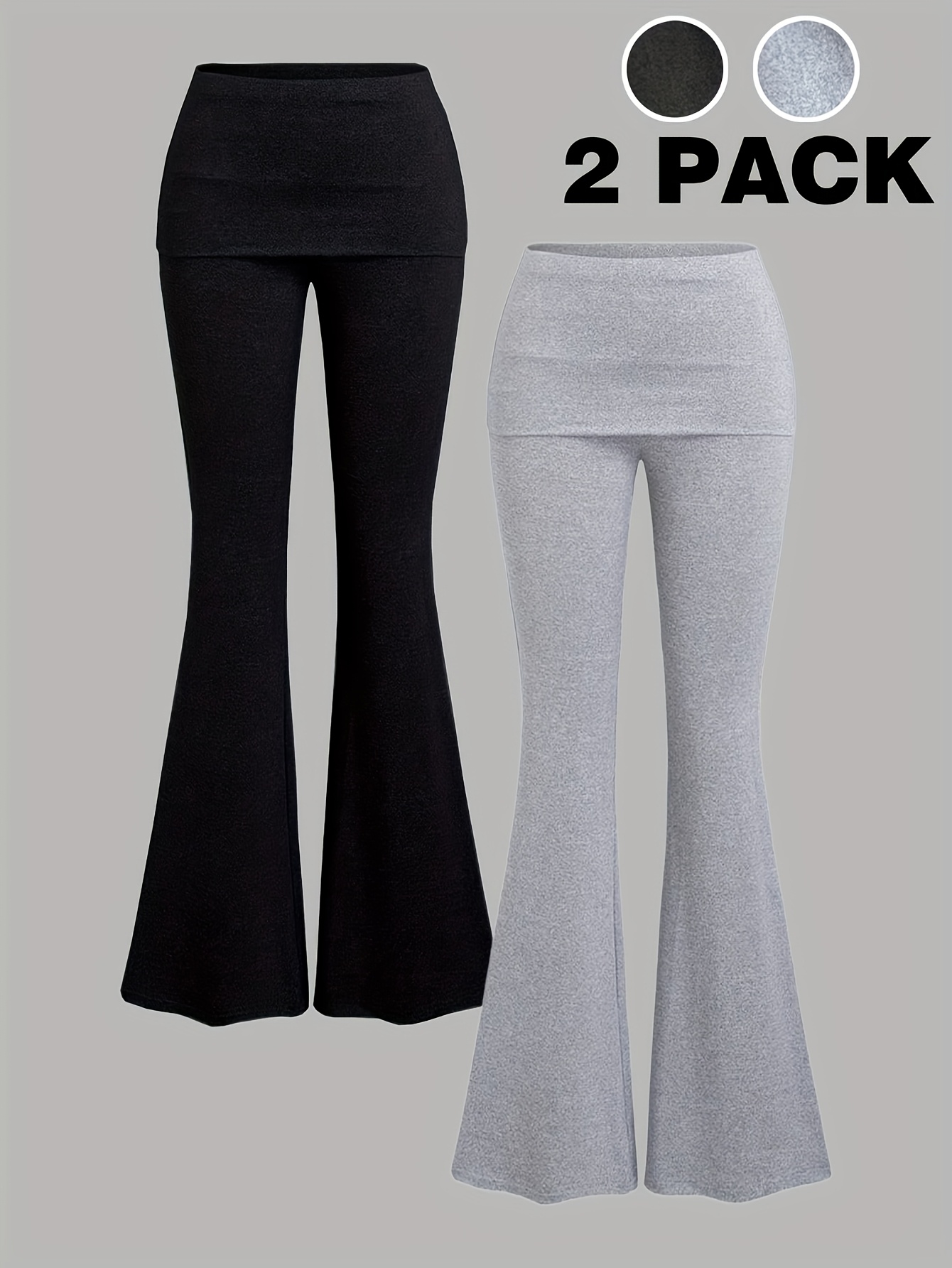 Girls Flare Pants 2-Piece Set Solid All Season Stretch - 图片 2