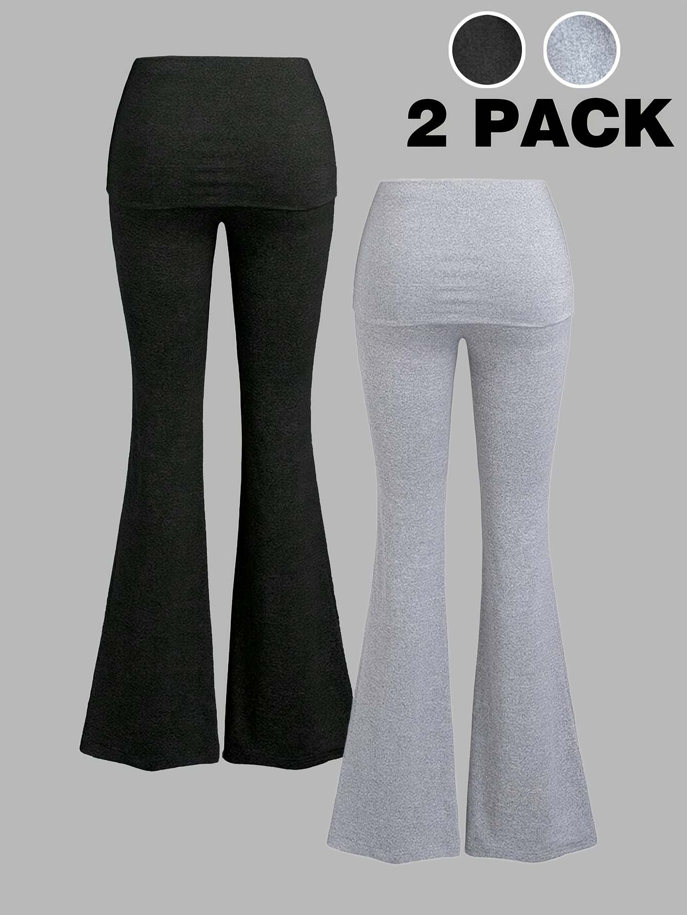 Girls Flare Pants 2-Piece Set Solid All Season Stretch - 图片 3