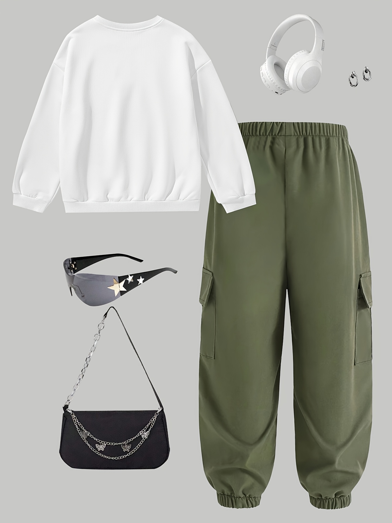 Teen Girls Y2K Streetwear Sweatshirt Cargo Pants 2-Piece Set Graphic Print Fall - 图片 3