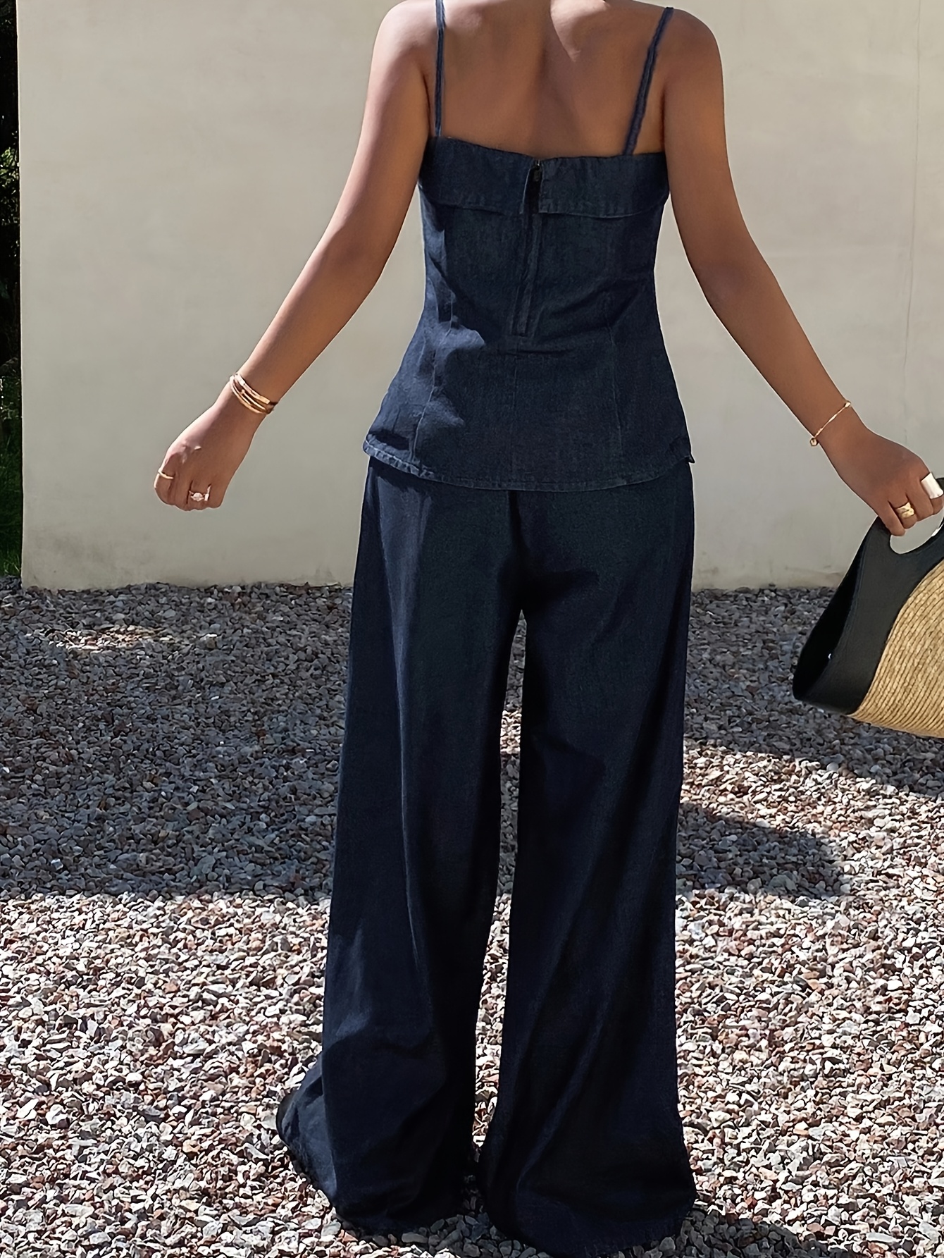 Teen Girls Jeans 2-Piece Set Solid Spring Summer Stretch - 图片 2