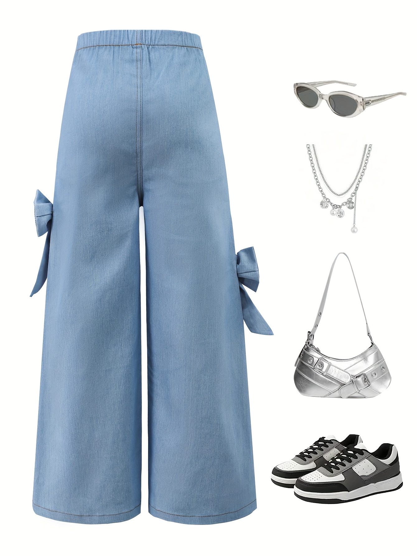 Teen Girls Streetwear Jeans Solid Fall Winter Easy Care - 图片 2