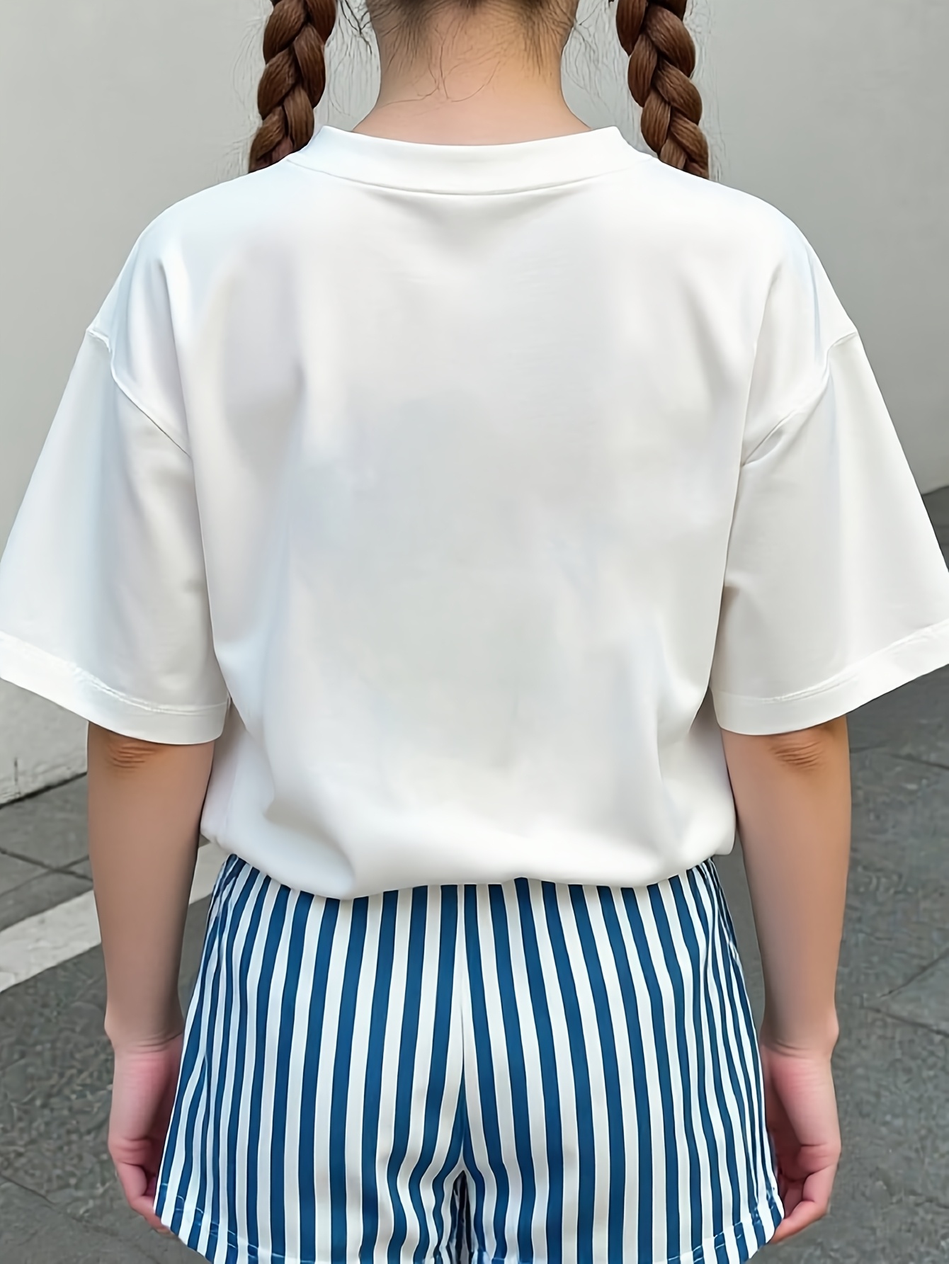 Girls Loose Fit T-Shirt Shorts 2-Piece Set Graphic Spring Summer Stretch - 图片 2