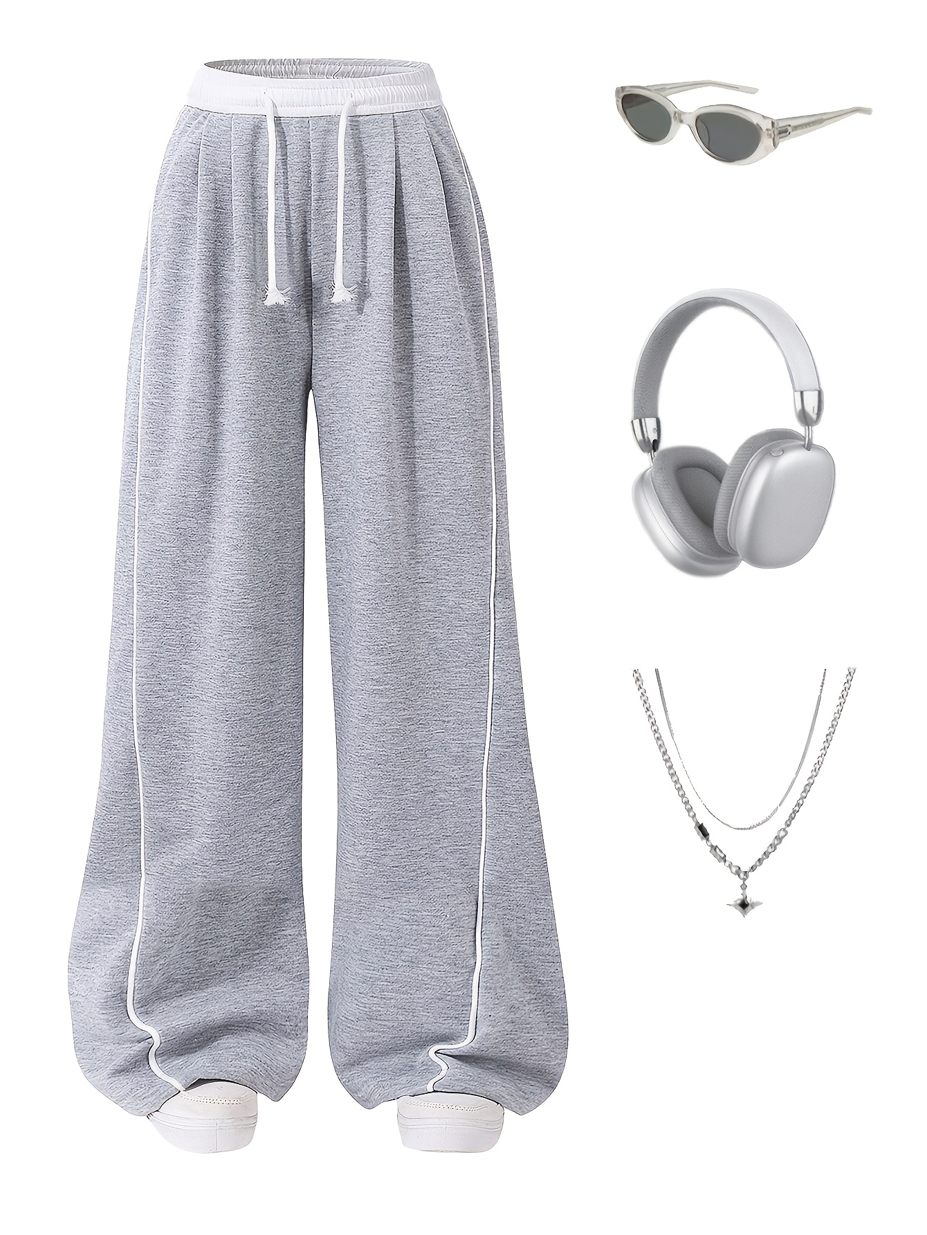 Teen Girls Loose Fit Sweatpants Solid All Season Stretch - 图片 3