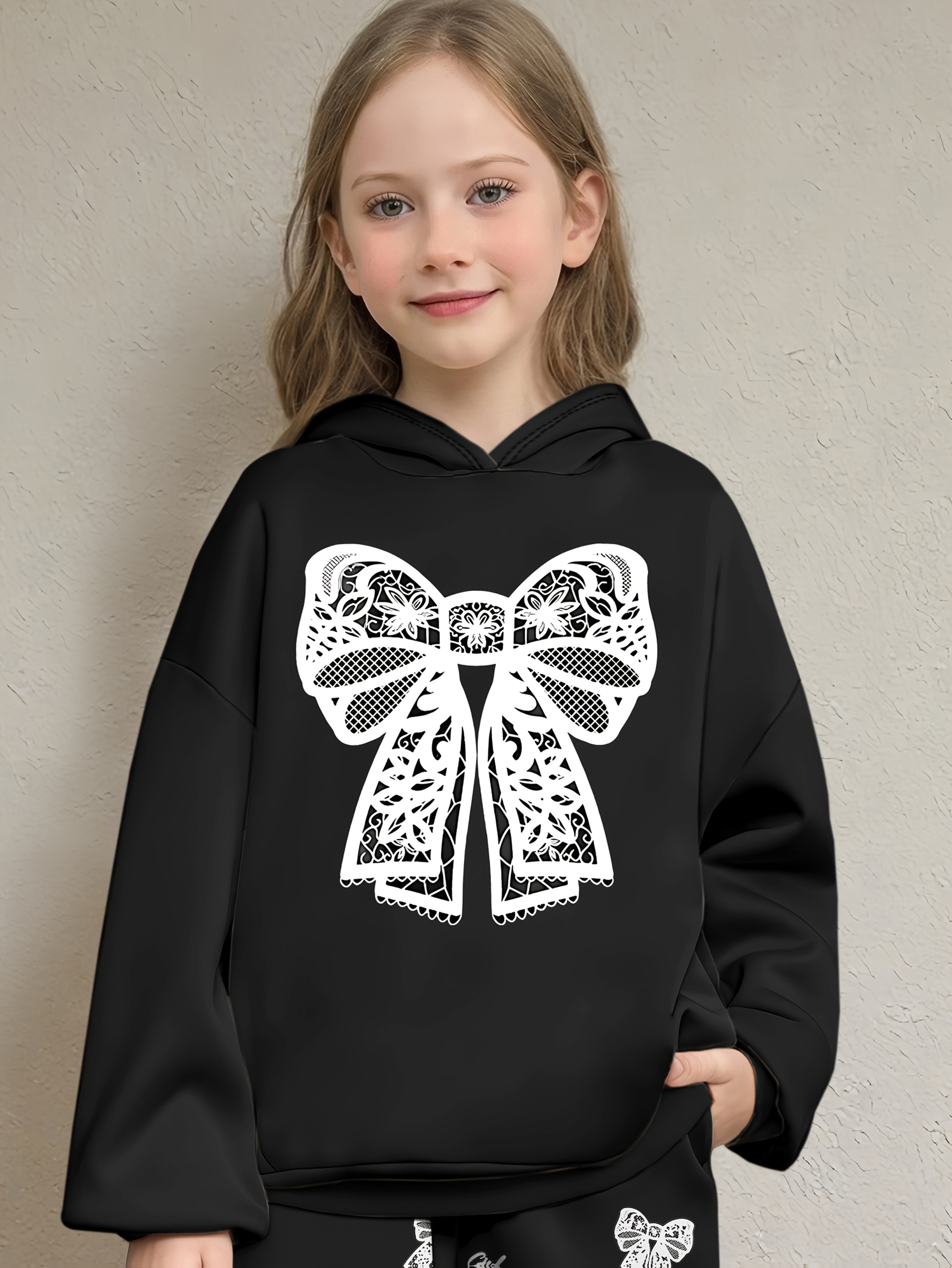 Girls Hoodie Wide Leg Pants 2-Piece Set Graphic Fall Winter Stretch - 图片 3