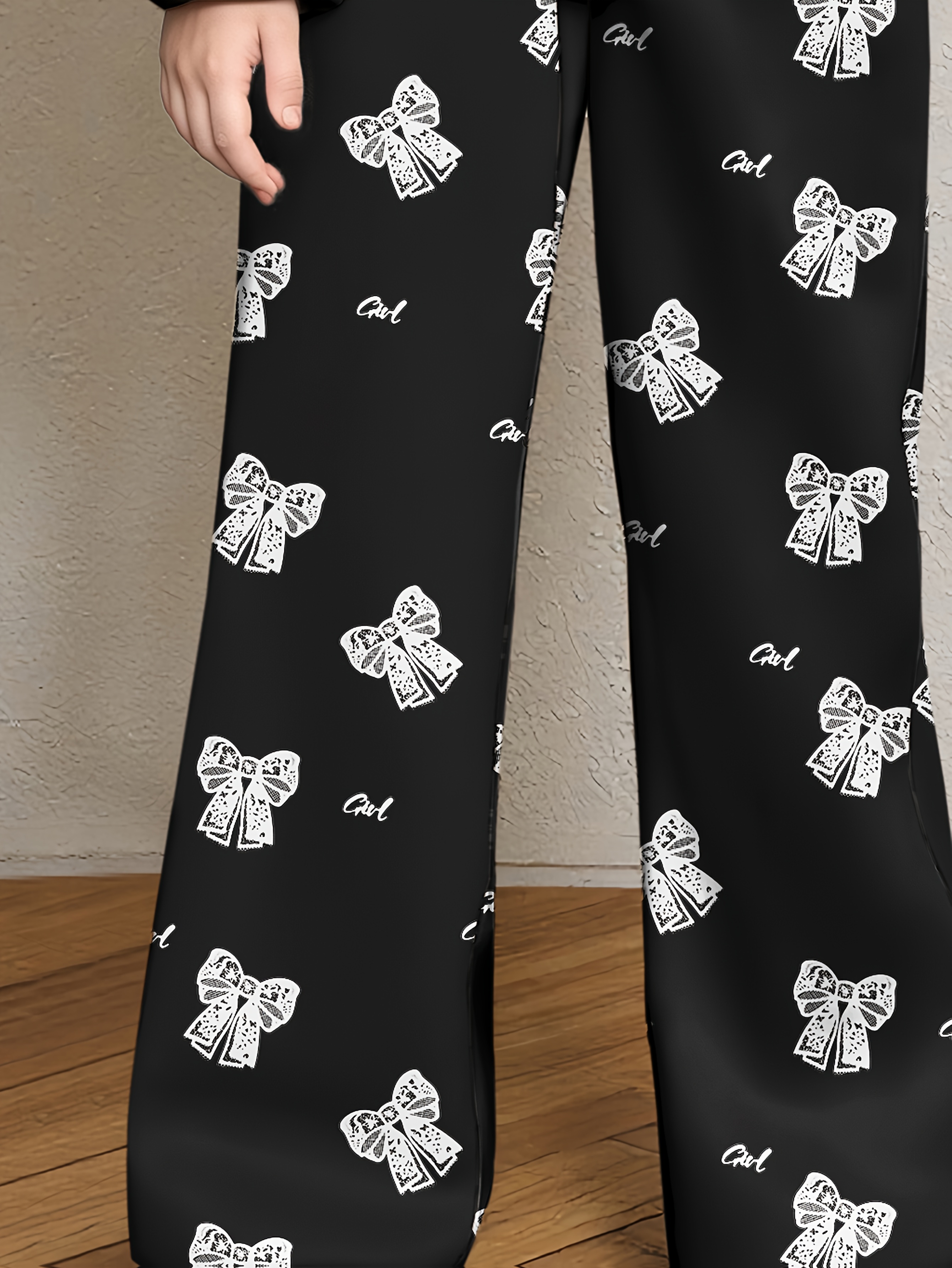 Girls Hoodie Wide Leg Pants 2-Piece Set Graphic Fall Winter Stretch - 图片 5