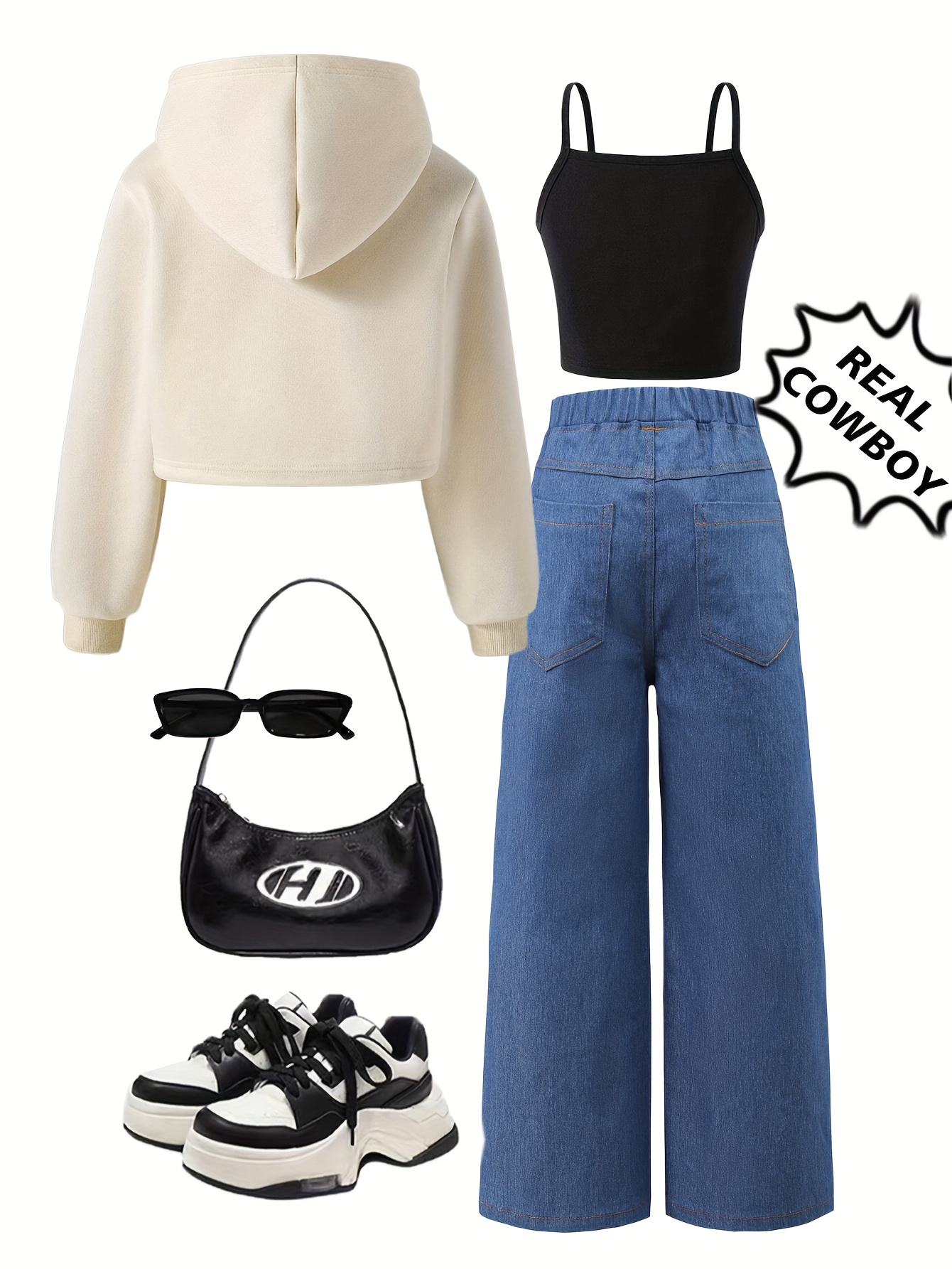 Teen Girls Hoodie Jeans 3-Piece Set Graphic Fall Winter Easy Care - 图片 2