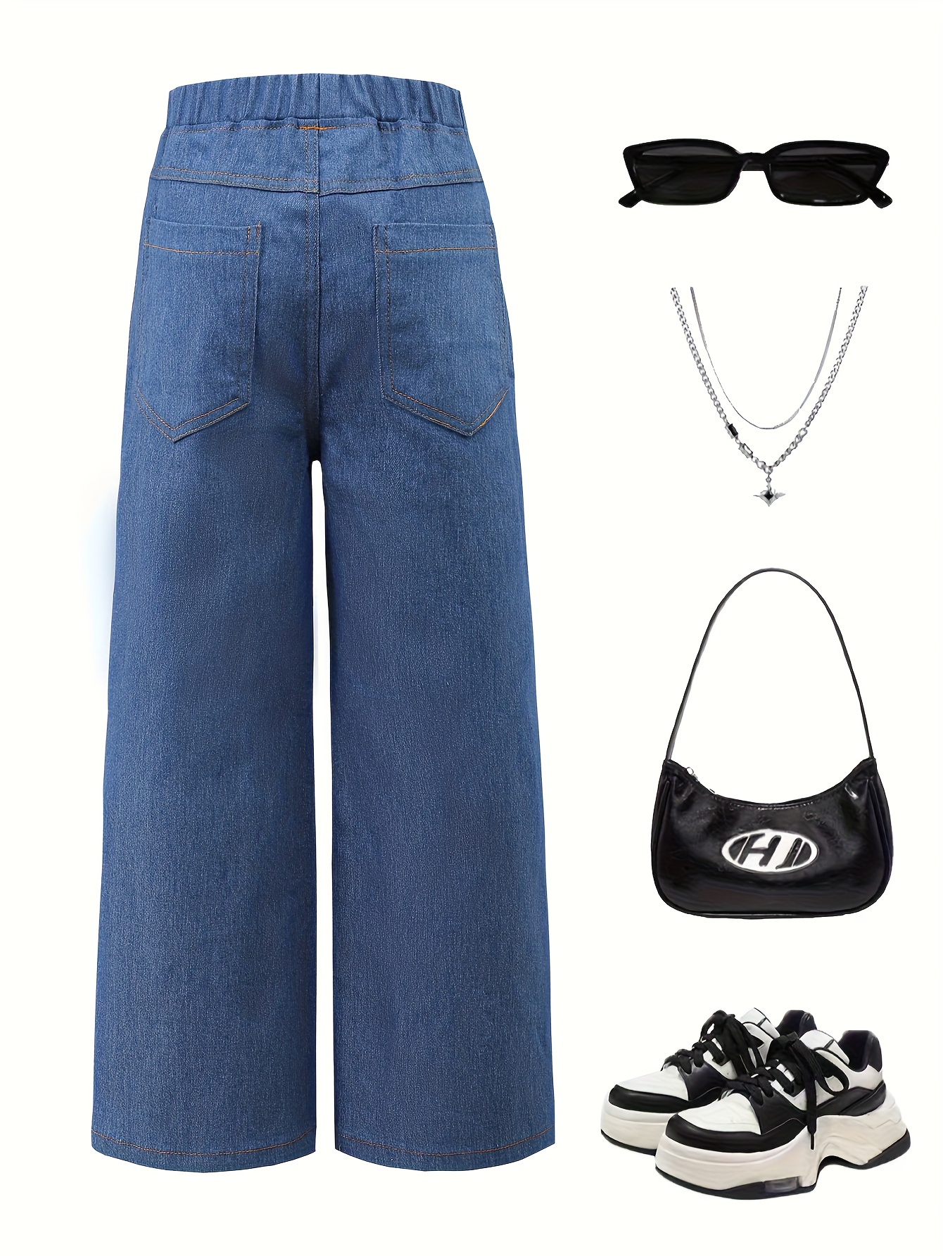 Teen Girls Streetwear Jeans Graphic Fall Winter Easy Care - 图片 2