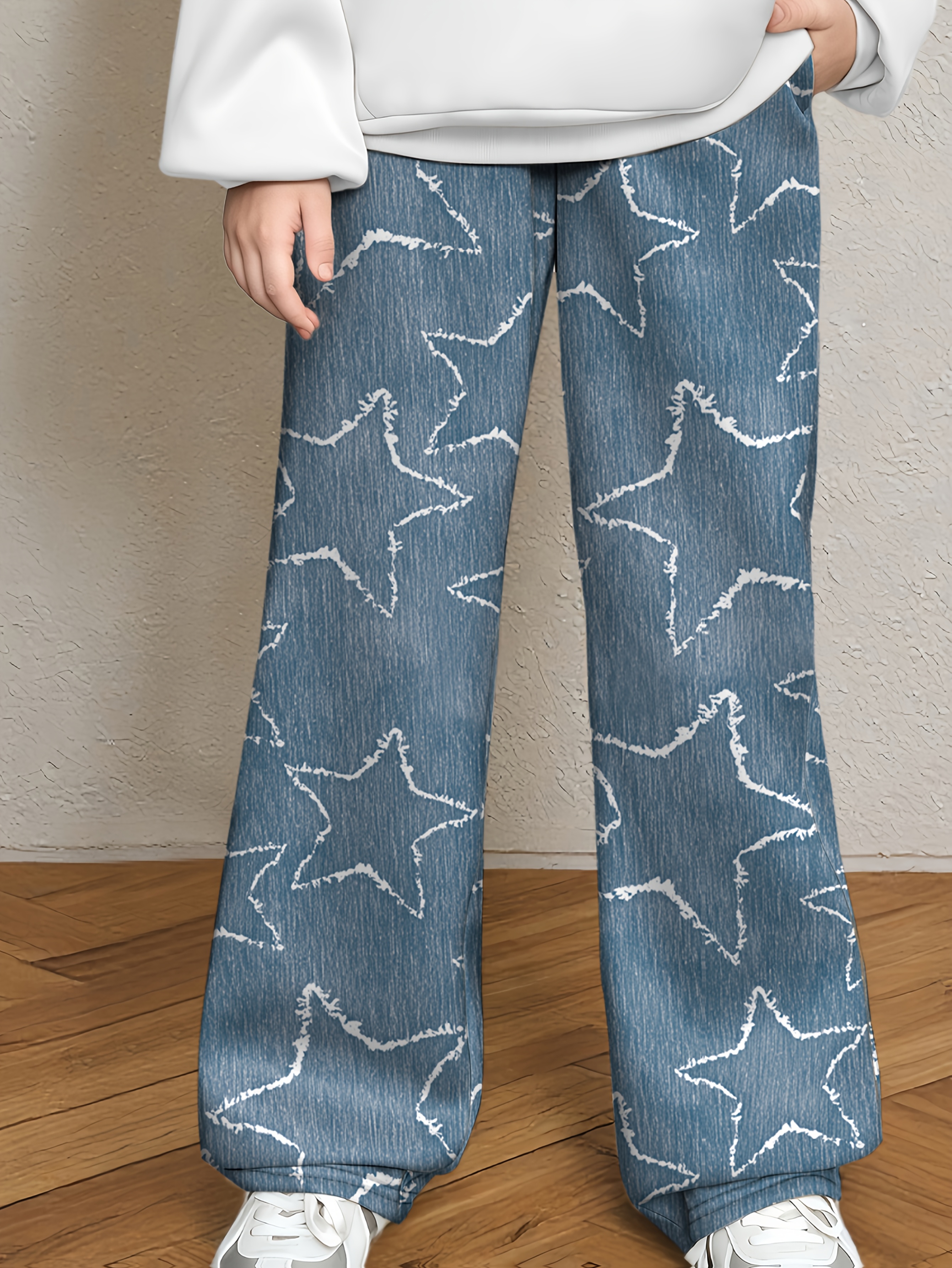Girls Hoodie Wide Leg Pants 2-Piece Set Graphic Fall Winter Stretch - 图片 4