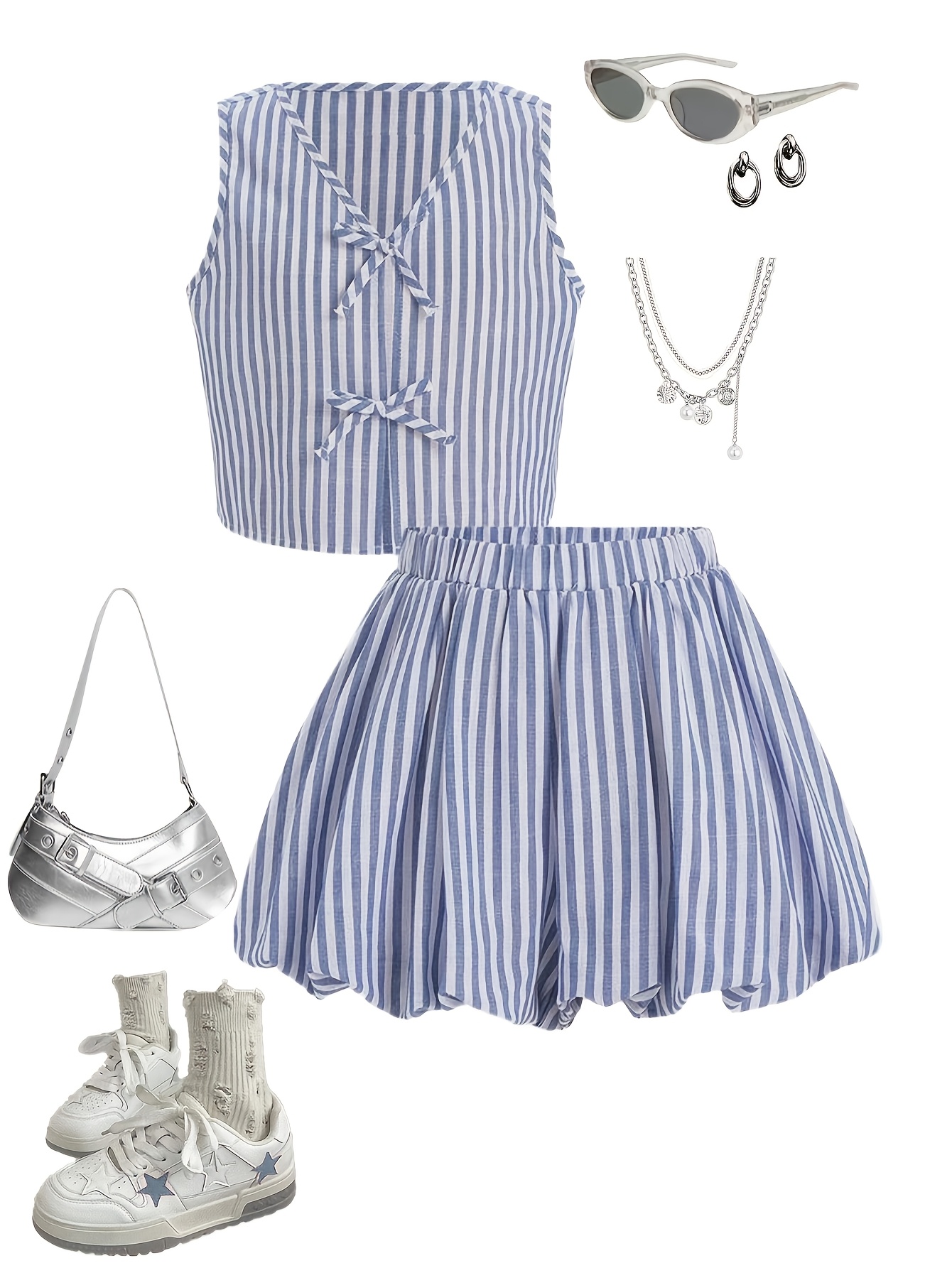 Teen Girls Streetwear Skirt 2-Piece Set Spring Summer Stretch - 图片 4