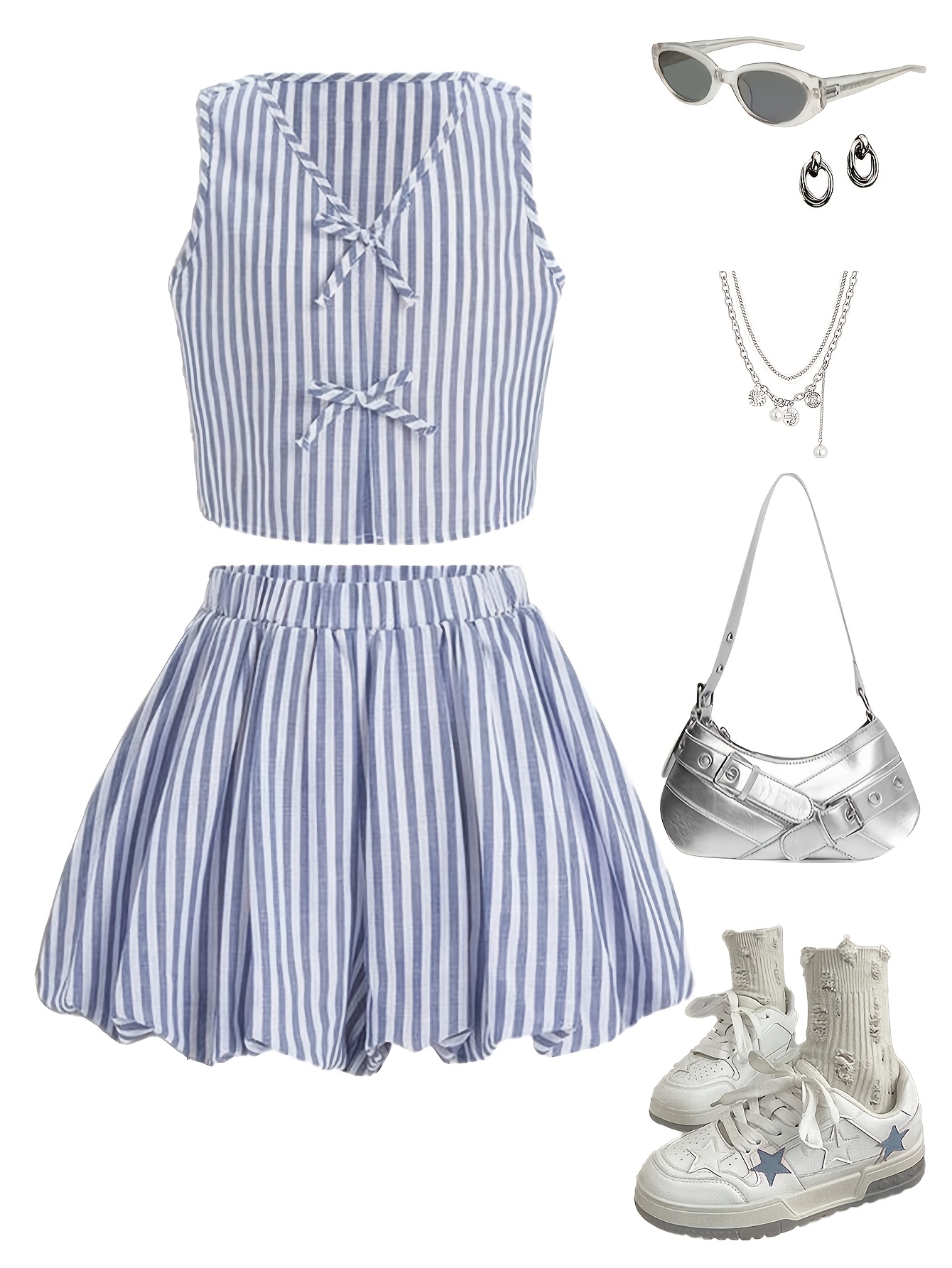 Teen Girls Streetwear Skirt 2-Piece Set Spring Summer Stretch - 图片 5