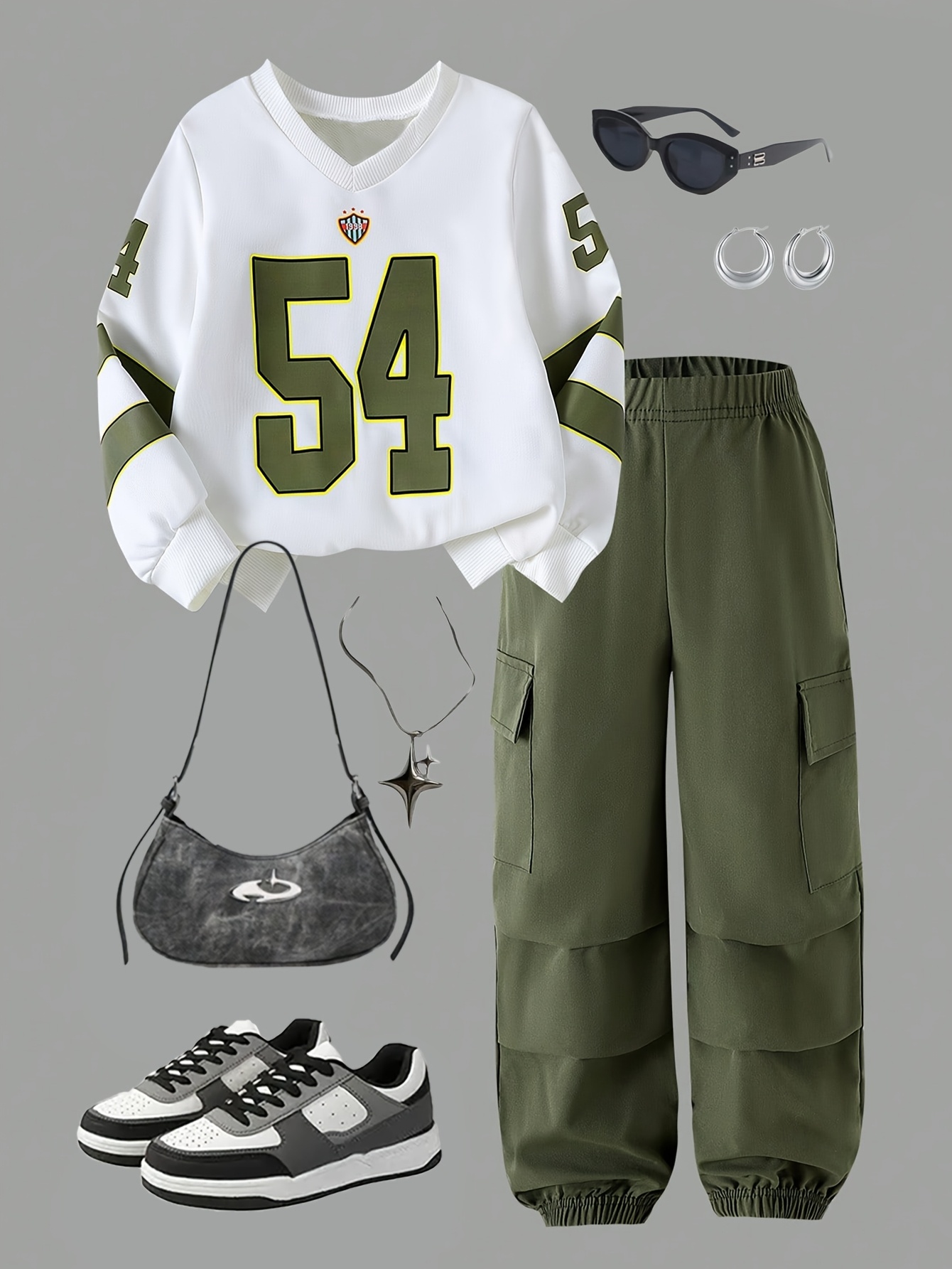 Teen Girls Sweatshirt Cargo Pants 2-Piece Set Graphic Spring Summer Easy Care - 图片 2