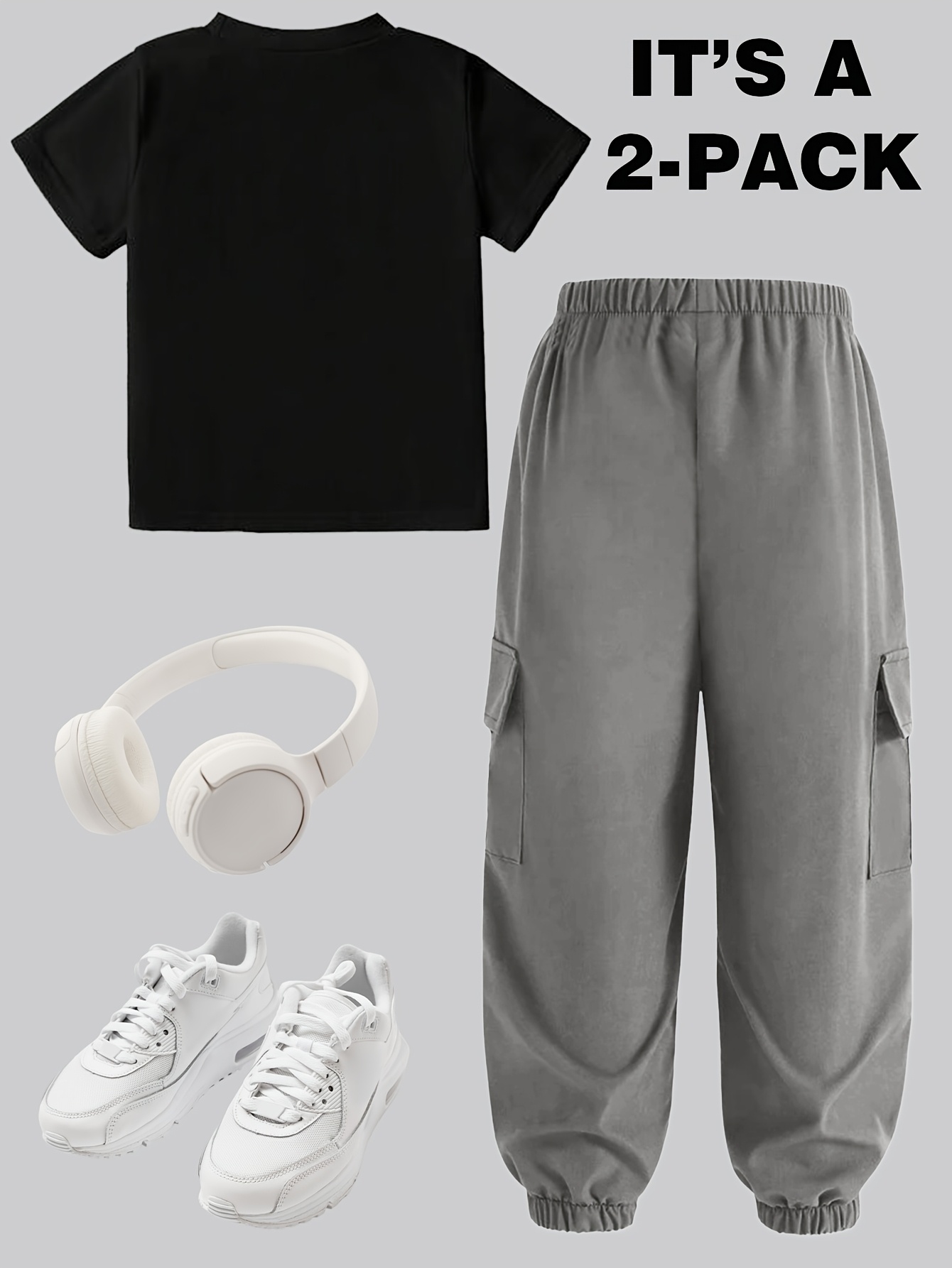 Teen Girls Y2K Streetwear T-Shirt Cargo Pants 2-Piece Set Spring Summer - 图片 22
