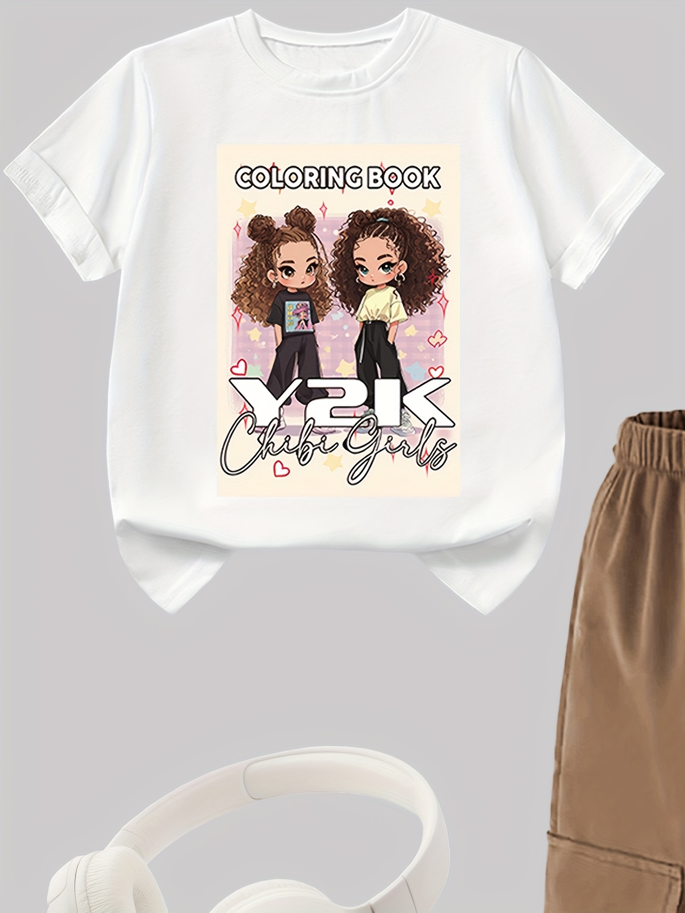 Teen Girls Y2K Streetwear T-Shirt Cargo Pants 2-Piece Set Spring Summer - 图片 20