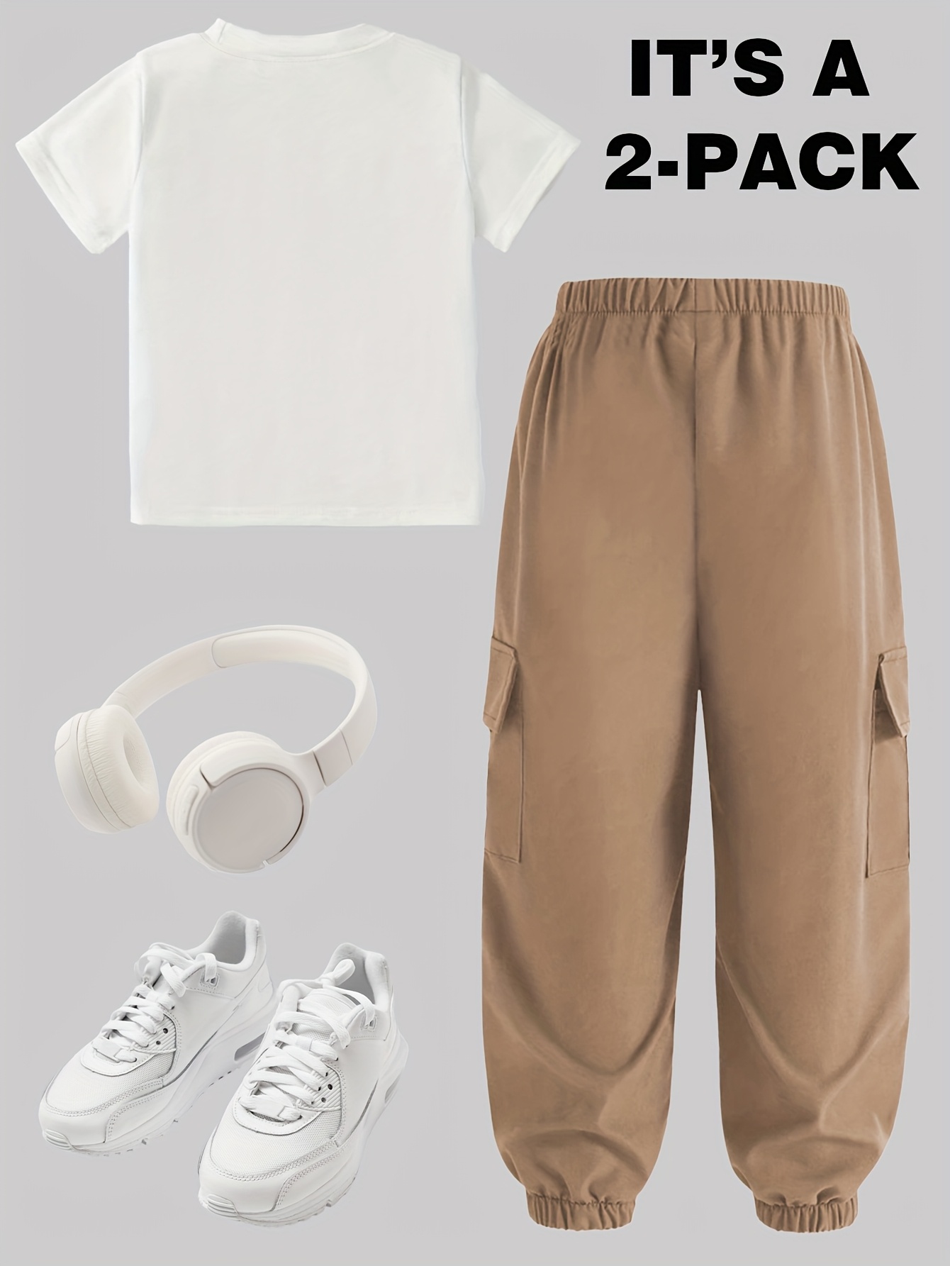 Teen Girls Y2K Streetwear T-Shirt Cargo Pants 2-Piece Set Spring Summer - 图片 18