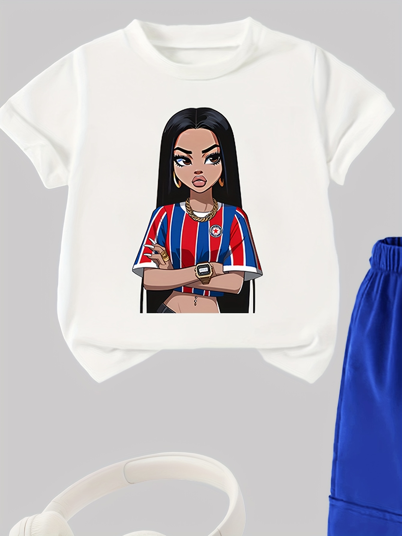 Teen Girls Y2K Streetwear T-Shirt Cargo Pants 2-Piece Set Spring Summer - 图片 15