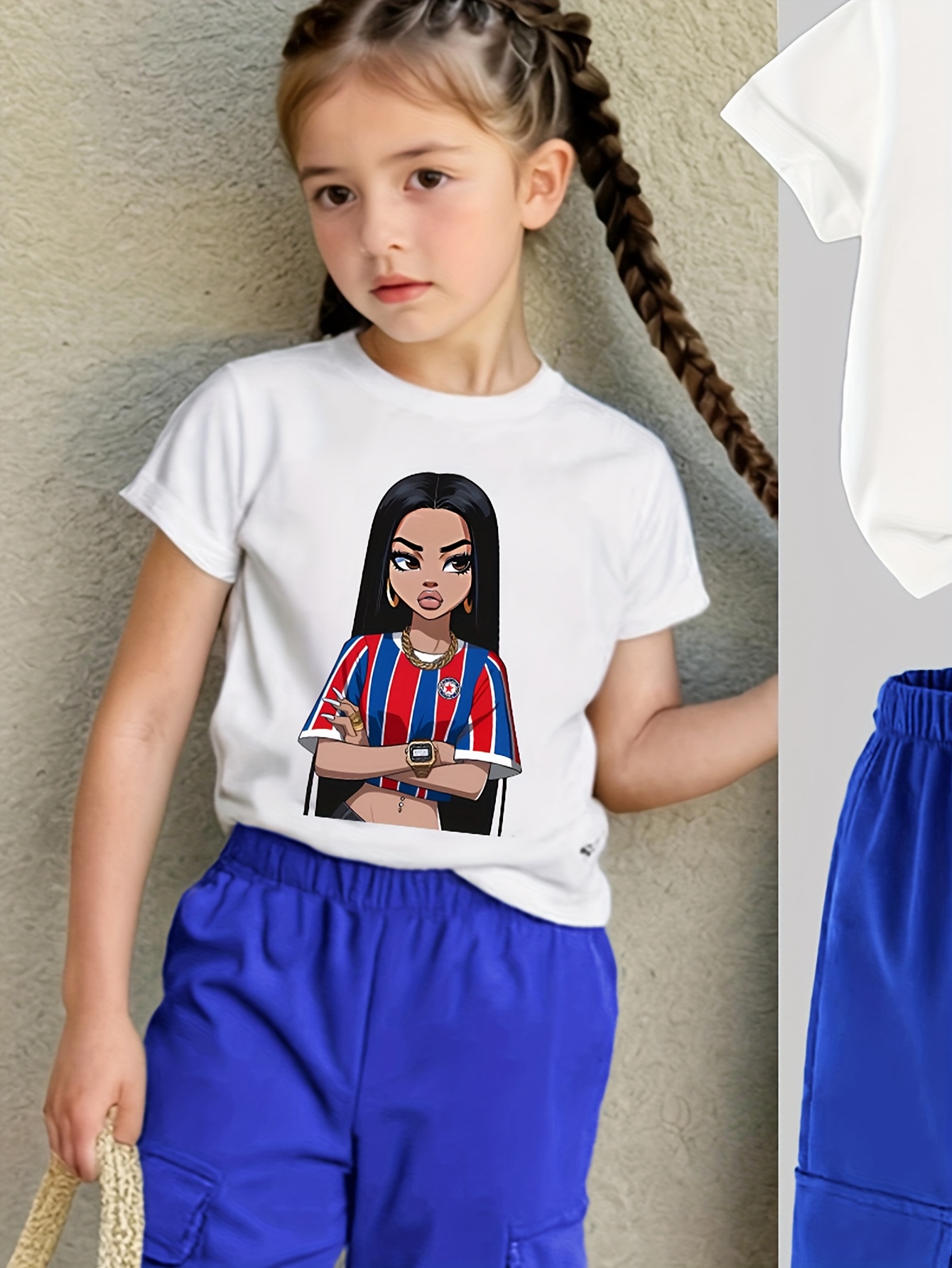 Teen Girls Y2K Streetwear T-Shirt Cargo Pants 2-Piece Set Spring Summer - 图片 13