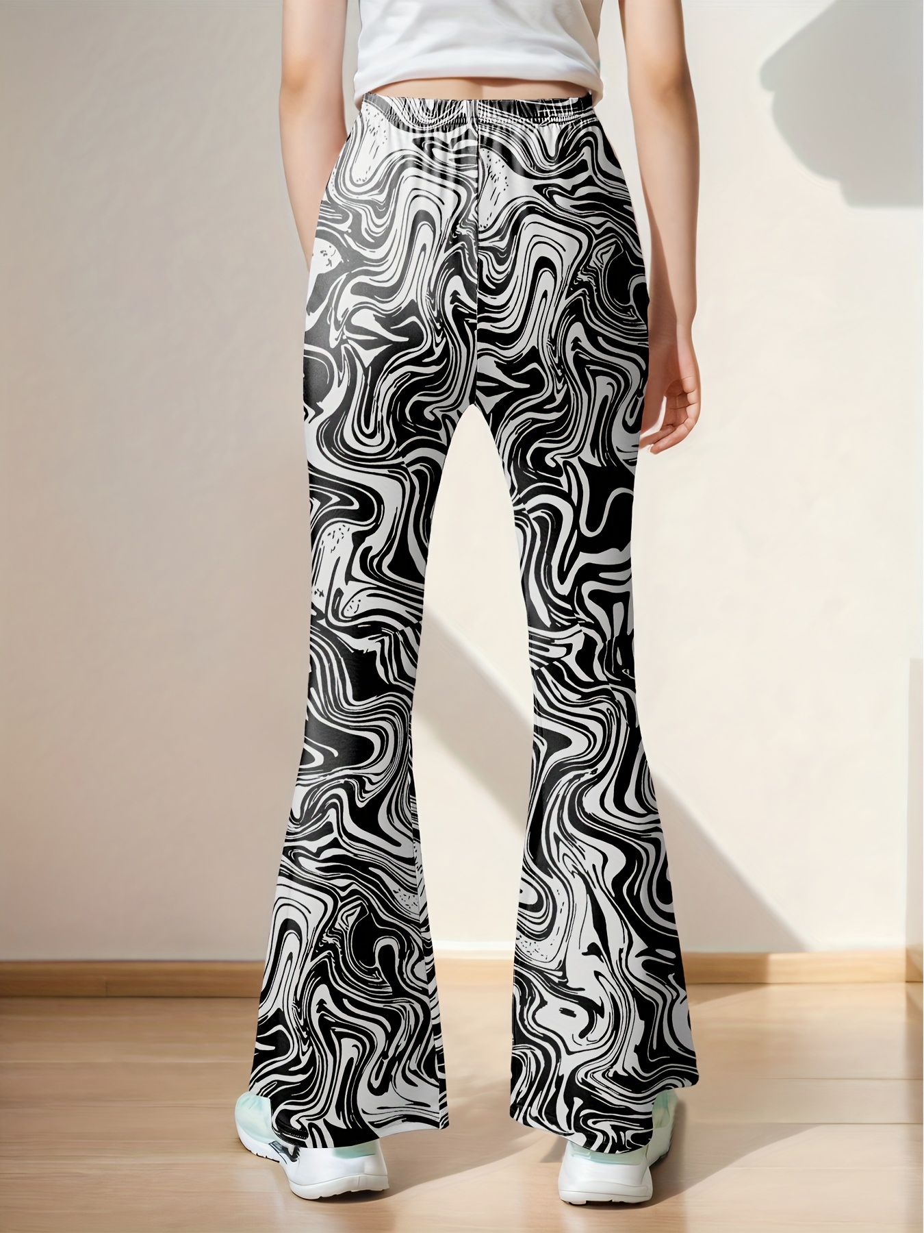 Girls Floral Geometric Flare Pants Spring Summer - 图片 5
