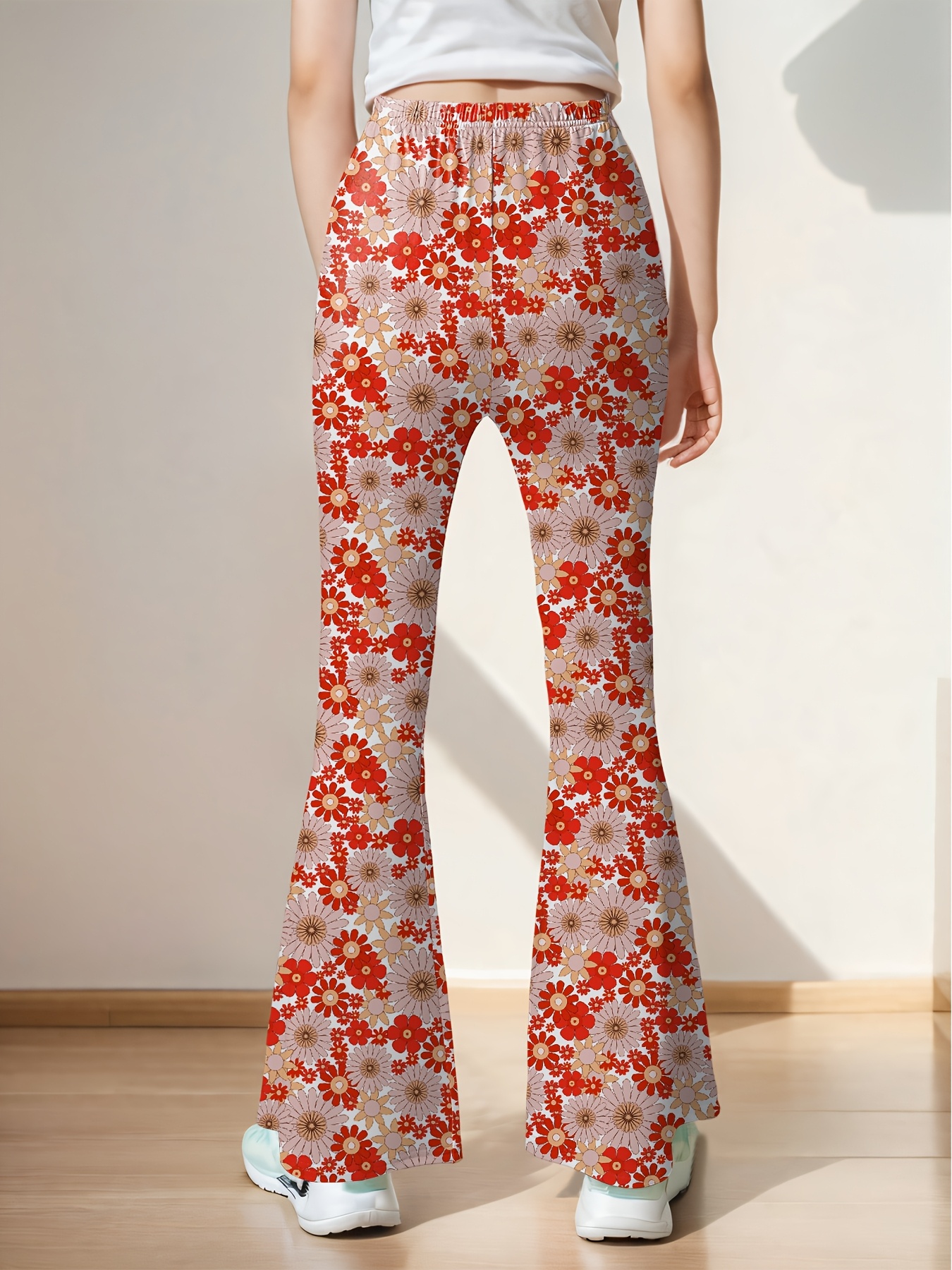 Girls Floral Geometric Flare Pants Spring Summer - 图片 6