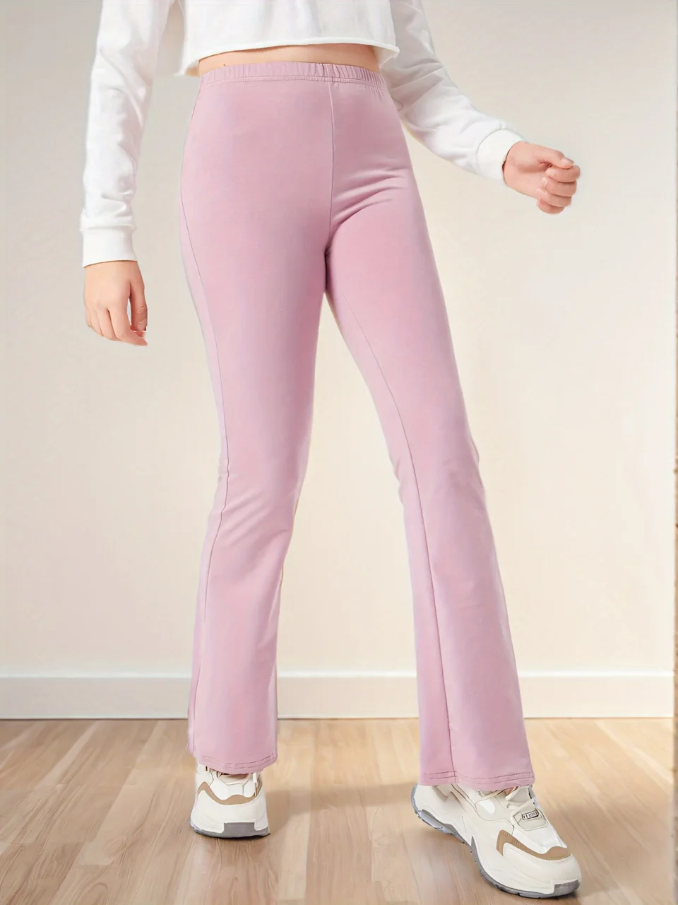 Girls Solid Flare Pants All Season