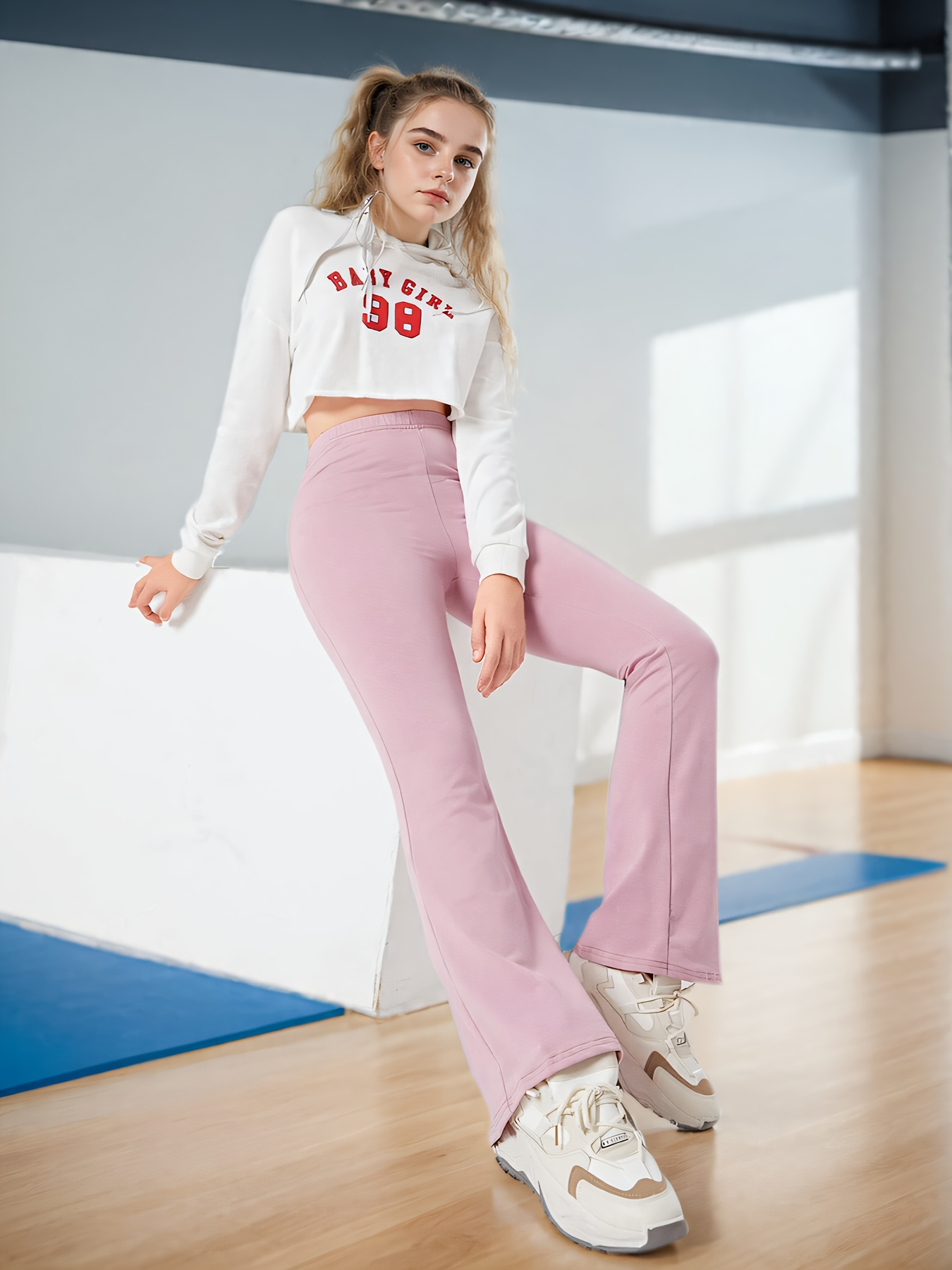 Girls Solid Flare Pants All Season - 图片 4