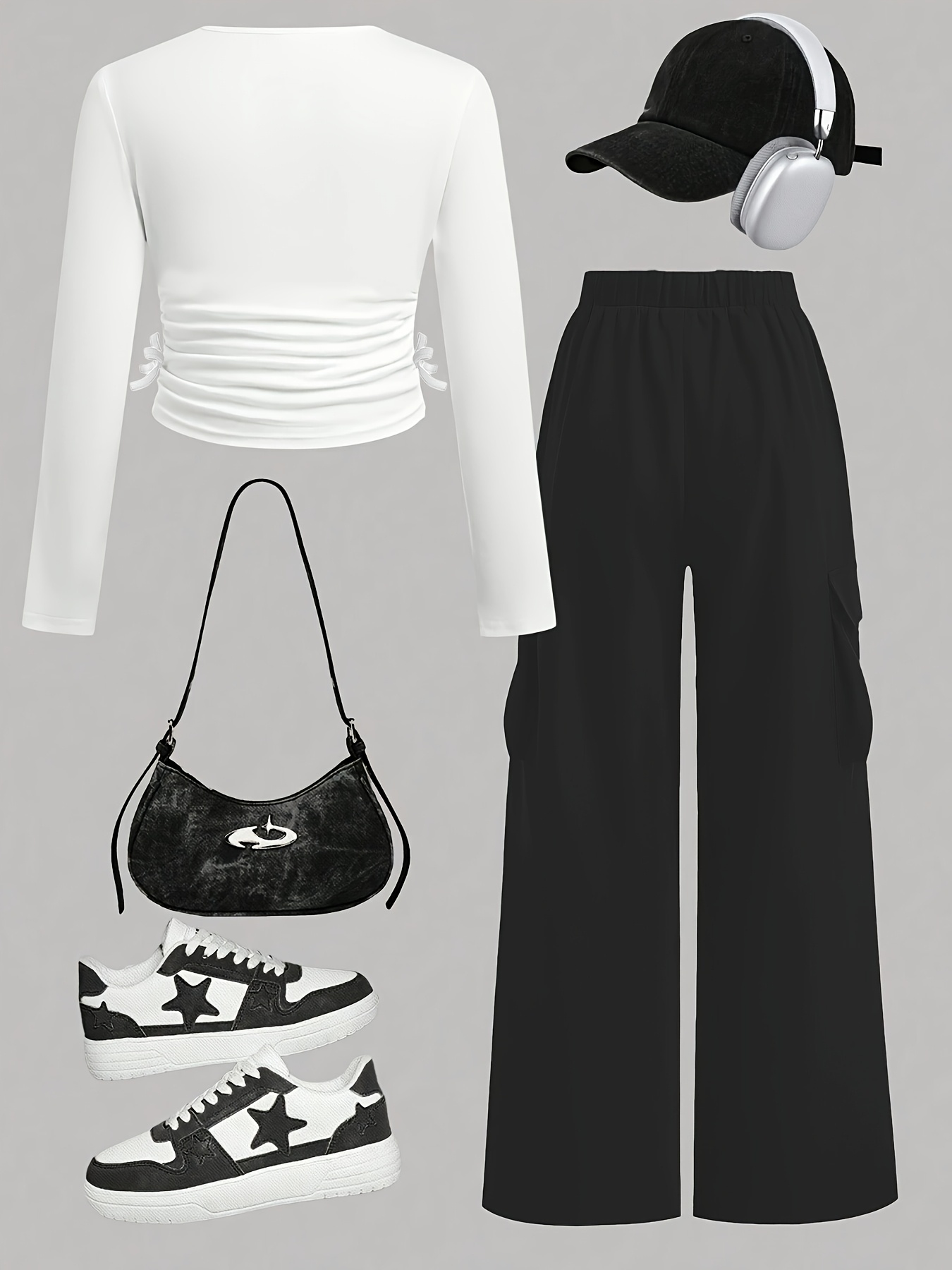 Girls Star Print Long Sleeve T-Shirt Wide Leg Pants 2-Piece Set Fall - 图片 8