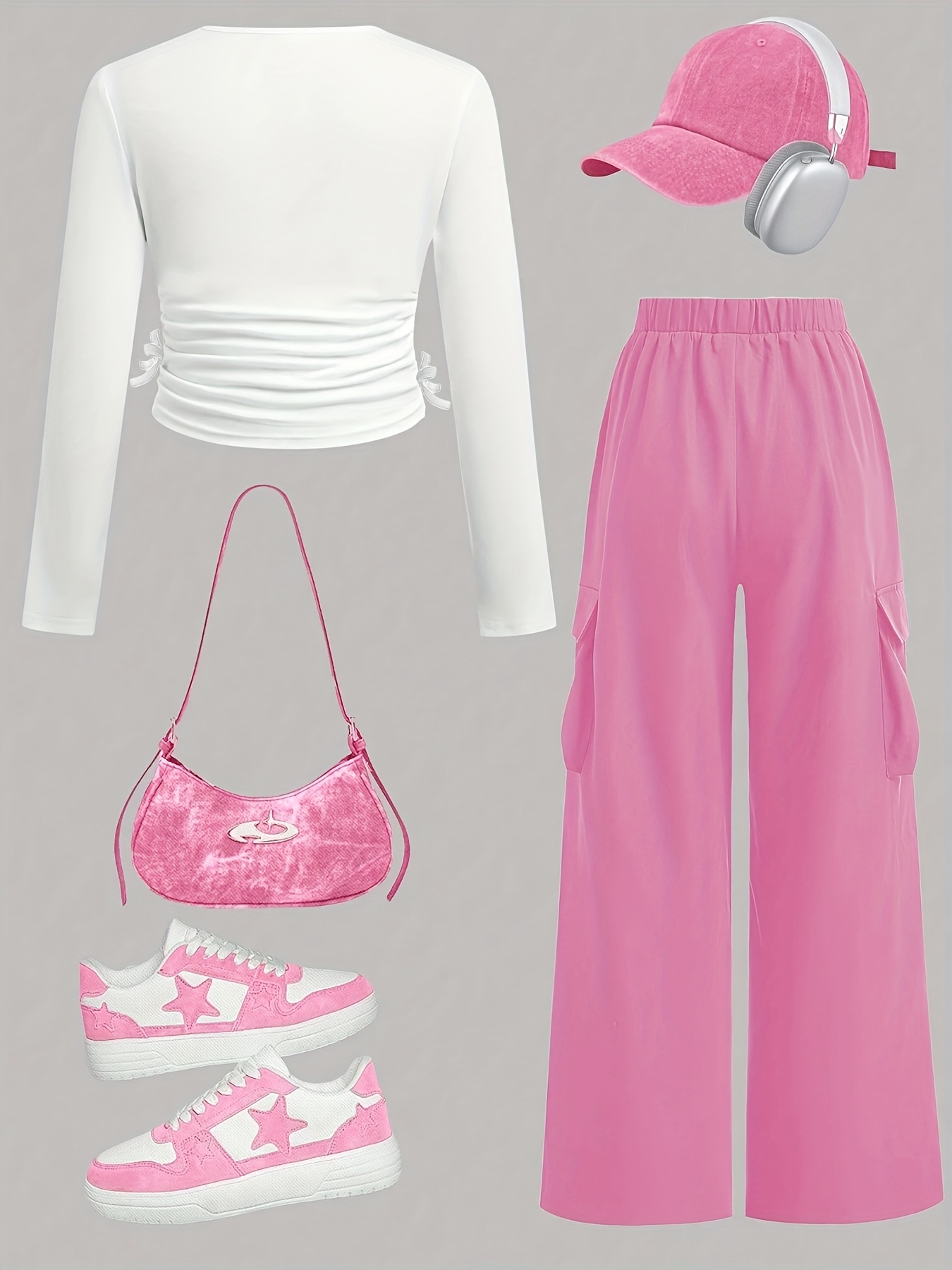 Girls Star Print Long Sleeve T-Shirt Wide Leg Pants 2-Piece Set Fall - 图片 4