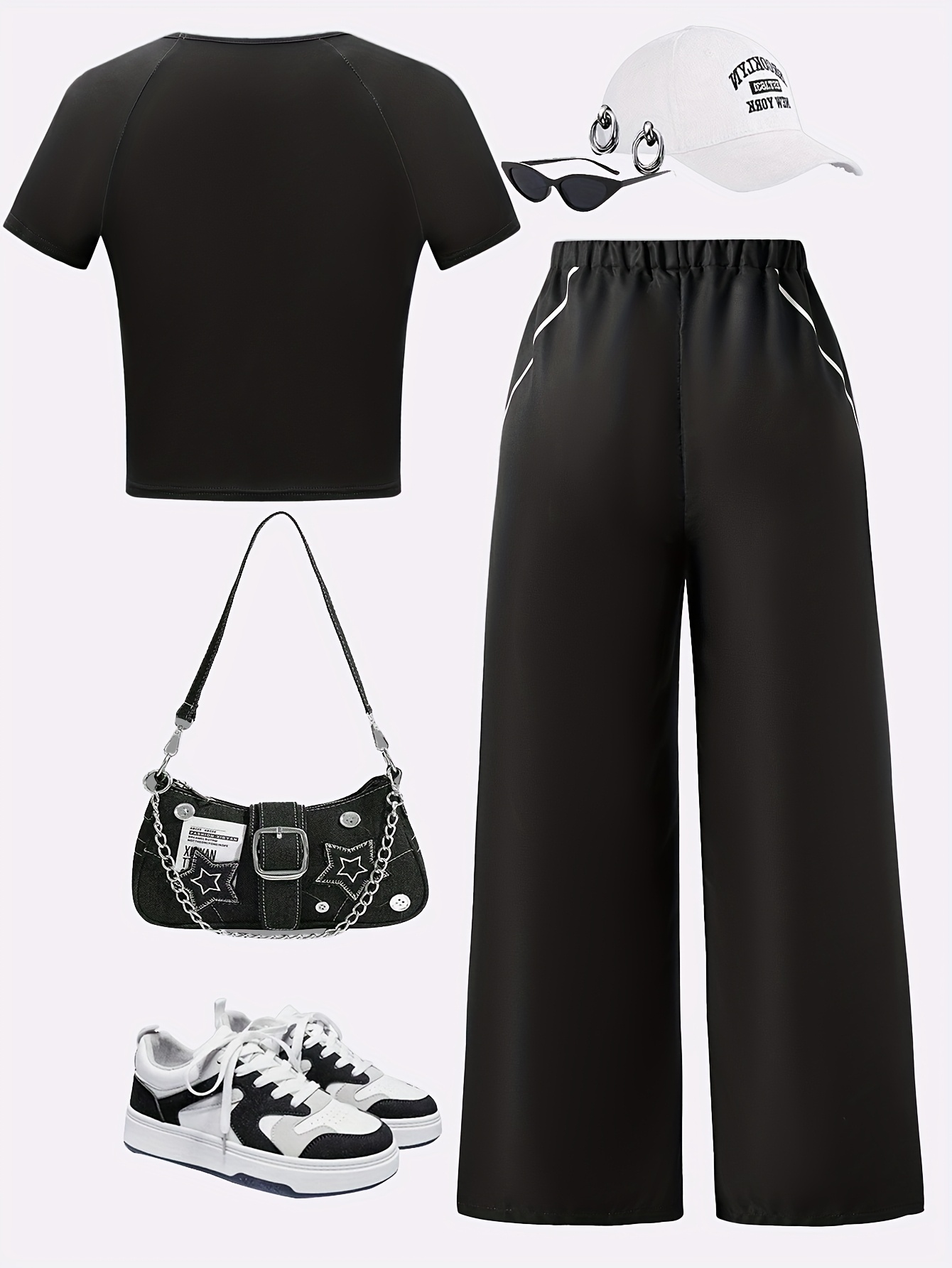 Girls Y2K Side Stripe T-Shirt Sweatpants 2-Piece Set Spring Summer - 图片 3
