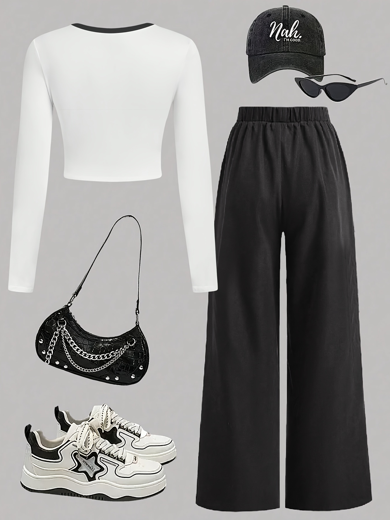 Girls Y2K Letter Print Long Sleeve T-Shirt Wide Leg Pants 2-Piece Set Fall - 图片 2