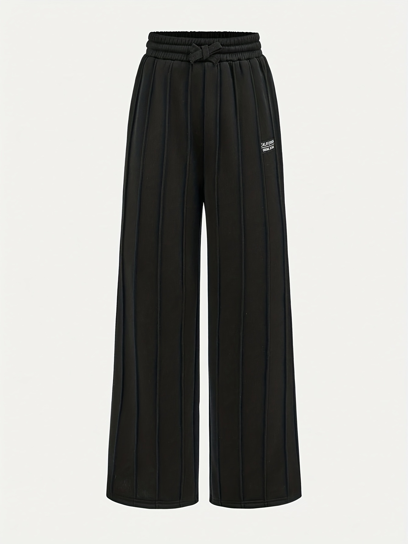 Girls Streetwear Ribbed Long Sleeve Top Wide Leg Pants 2-Piece Set Fall - 图片 5