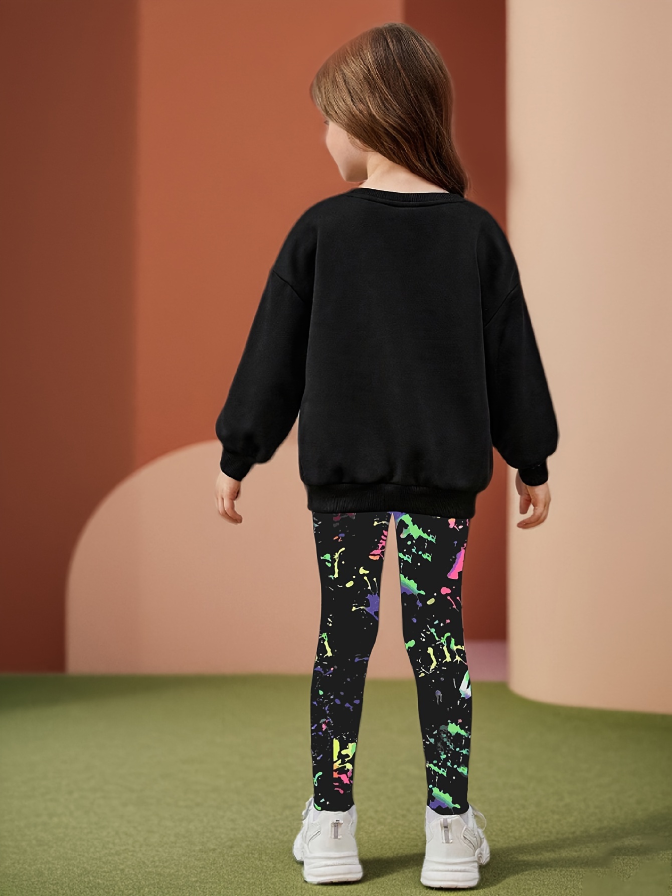 Girls Unicorn Graphic Cartoon Print Sweatshirt Leggings 2-Piece Set Fall - 图片 2