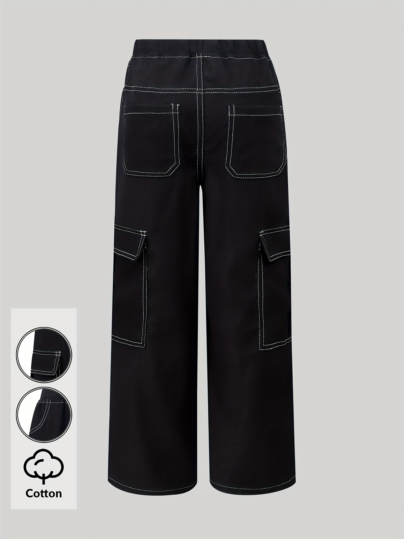 Girls Y2K Utility Cargo Pants All Season - 图片 4
