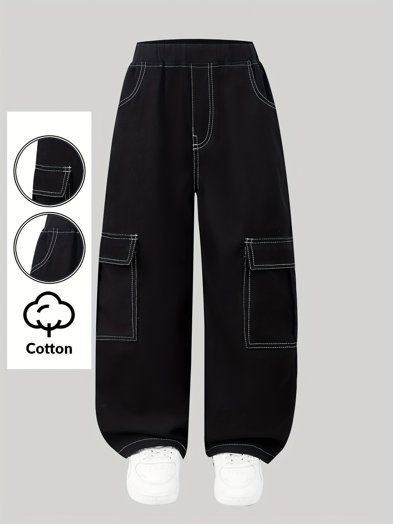 Girls Y2K Utility Cargo Pants All Season - 图片 3