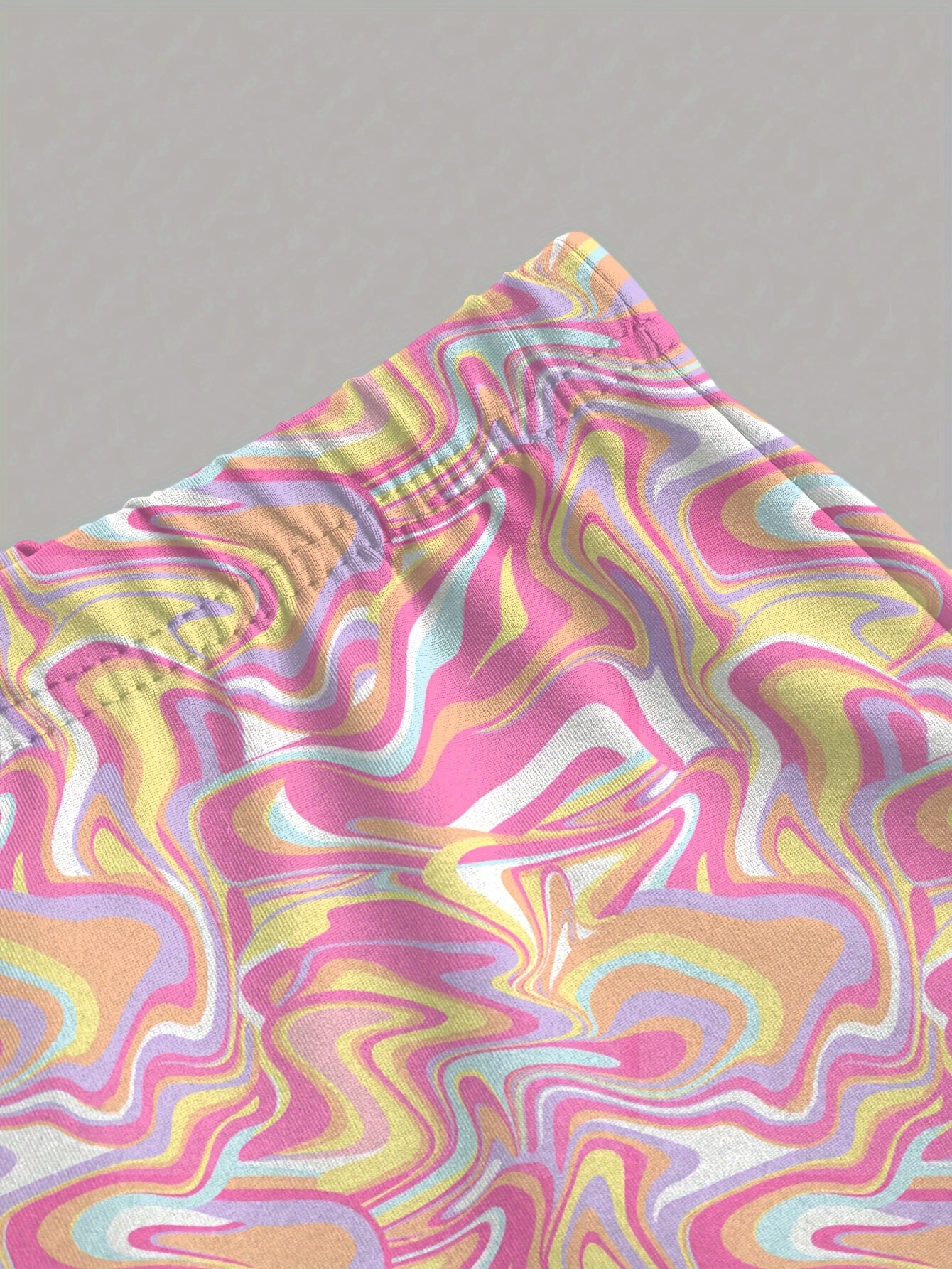 Girls Marble Print Streetwear Flare Pants Spring Summer - 图片 6