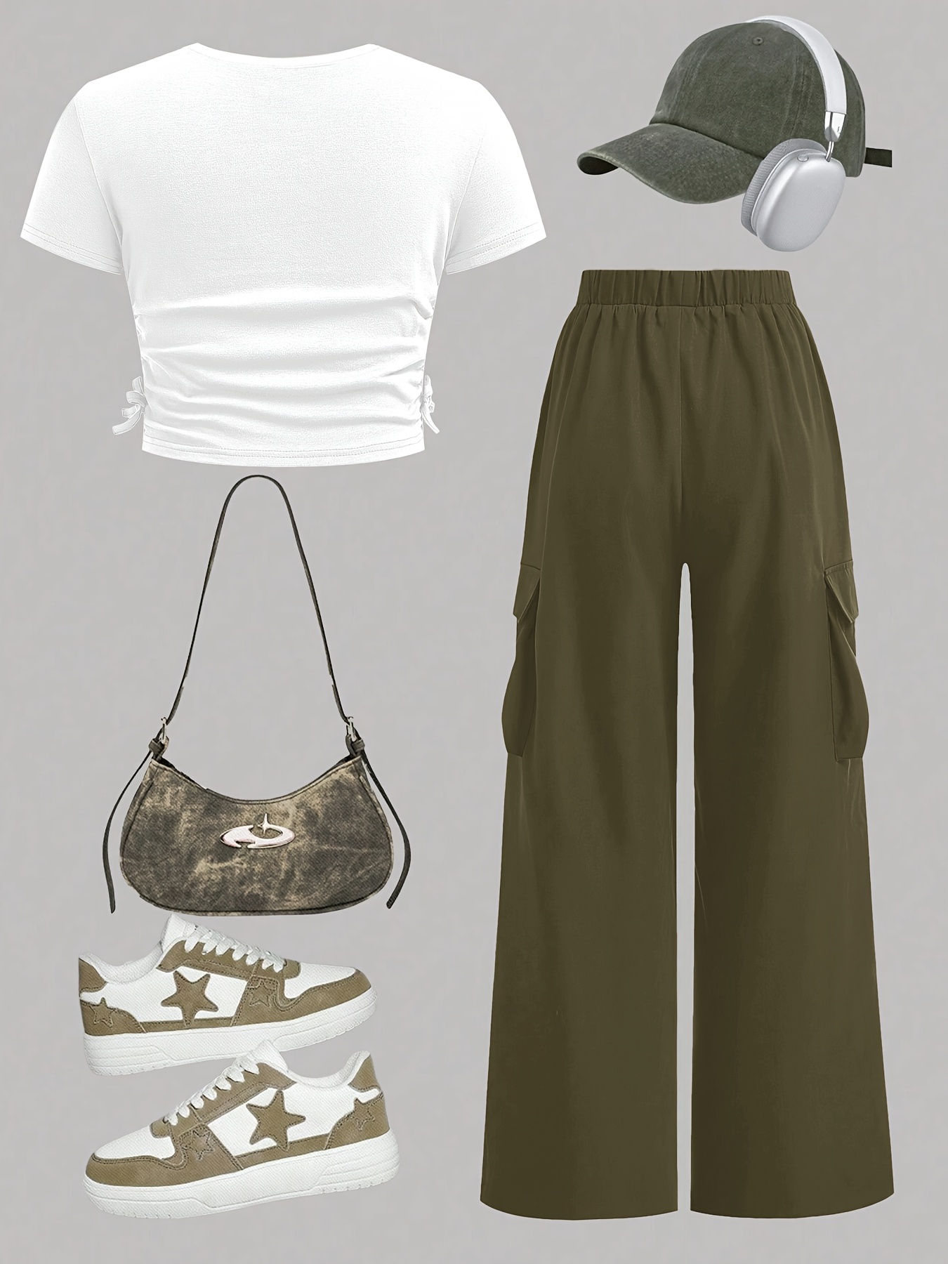 Girls Star Print T-Shirt Wide Leg Pants 2-Piece Set Summer - 图片 23