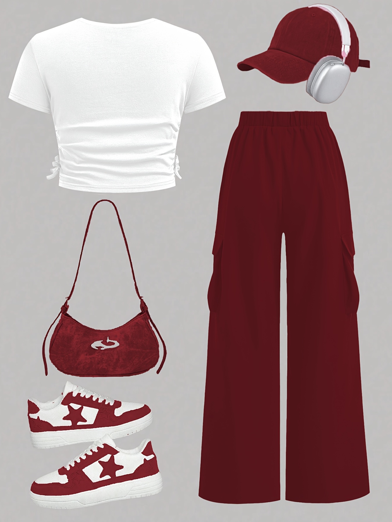 Girls Star Print T-Shirt Wide Leg Pants 2-Piece Set Summer - 图片 16