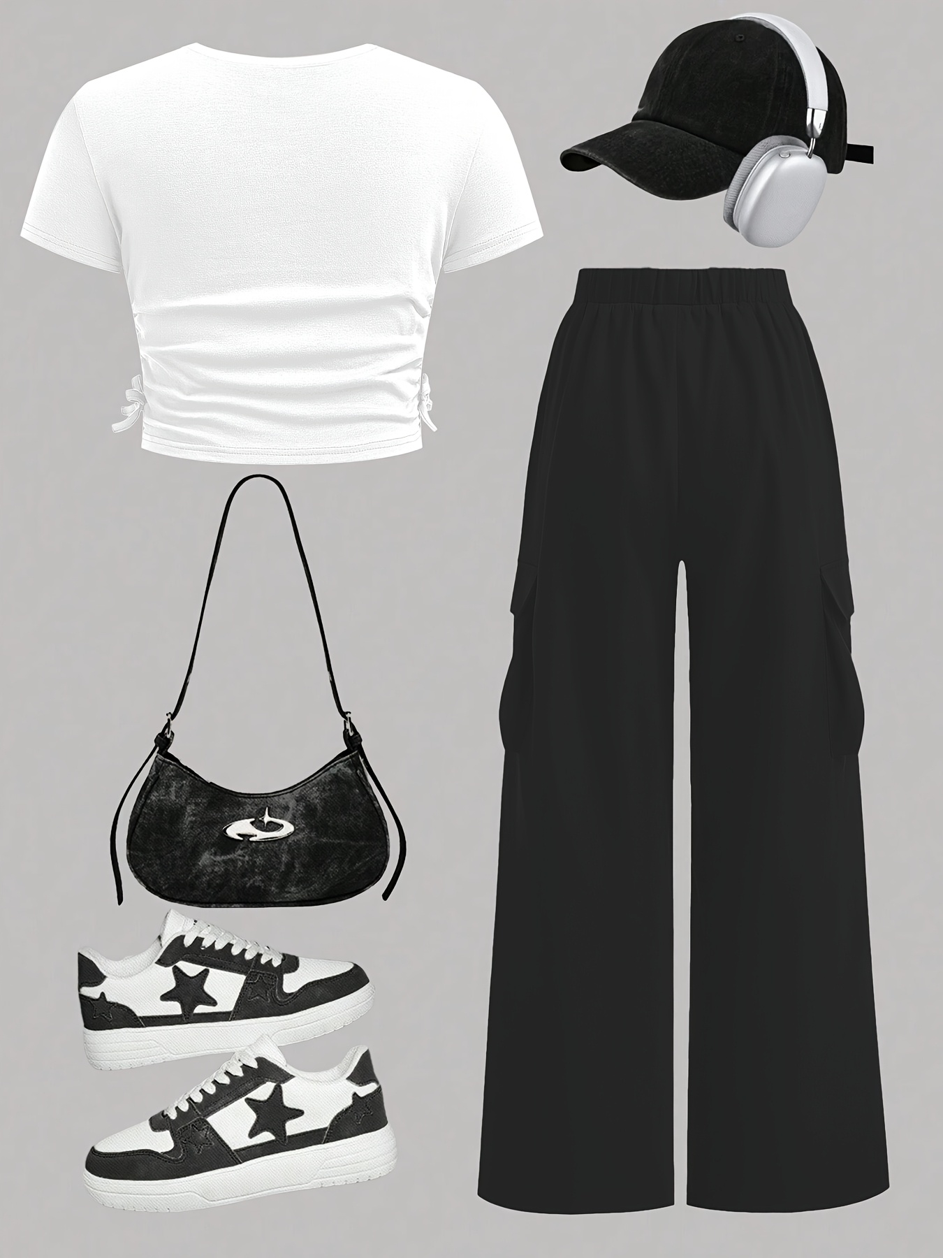 Girls Star Print T-Shirt Wide Leg Pants 2-Piece Set Summer - 图片 26