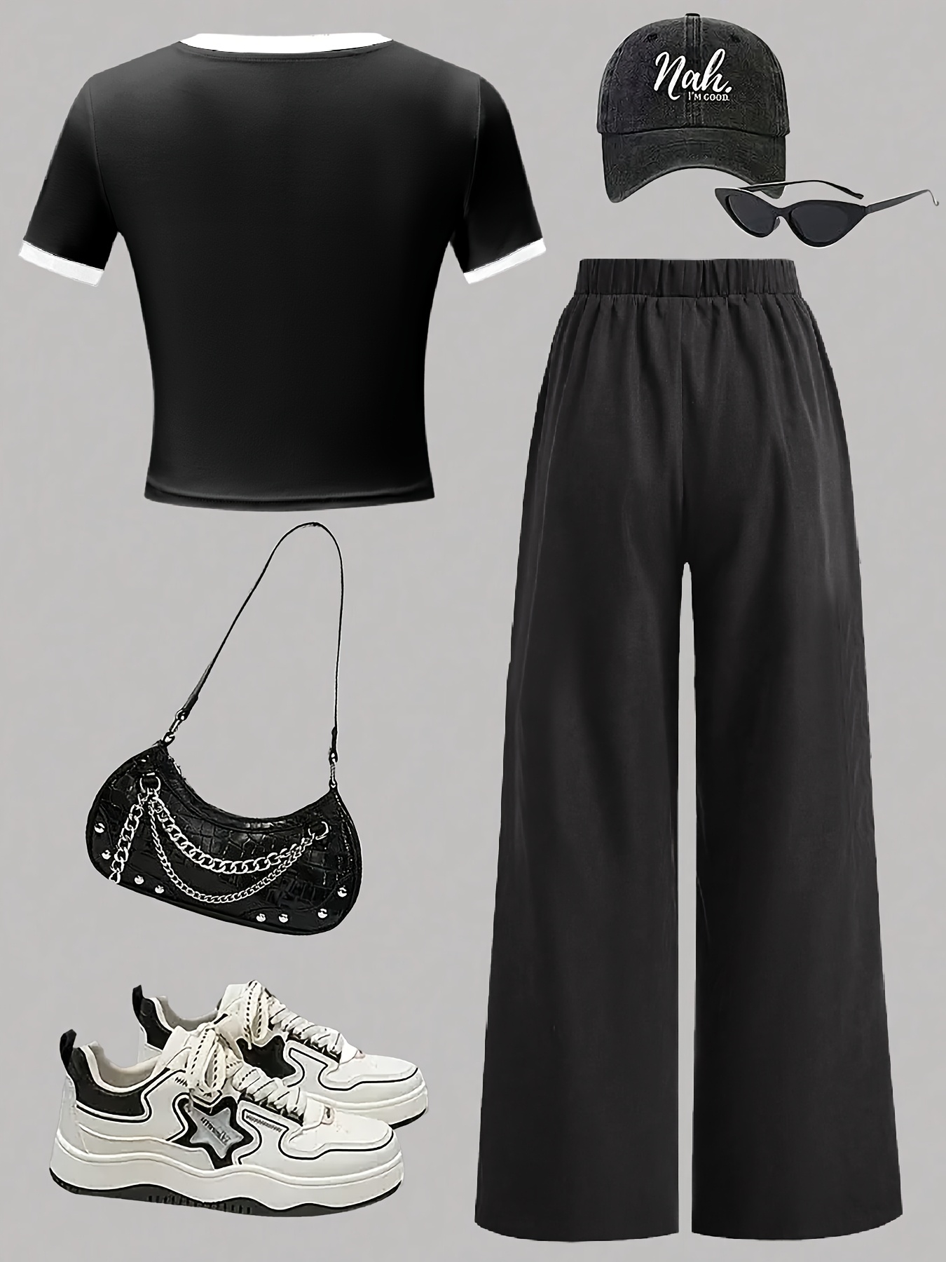 Girls Y2K Letter Print T-Shirt Wide Leg Pants 2-Piece Set Spring Summer - 图片 10