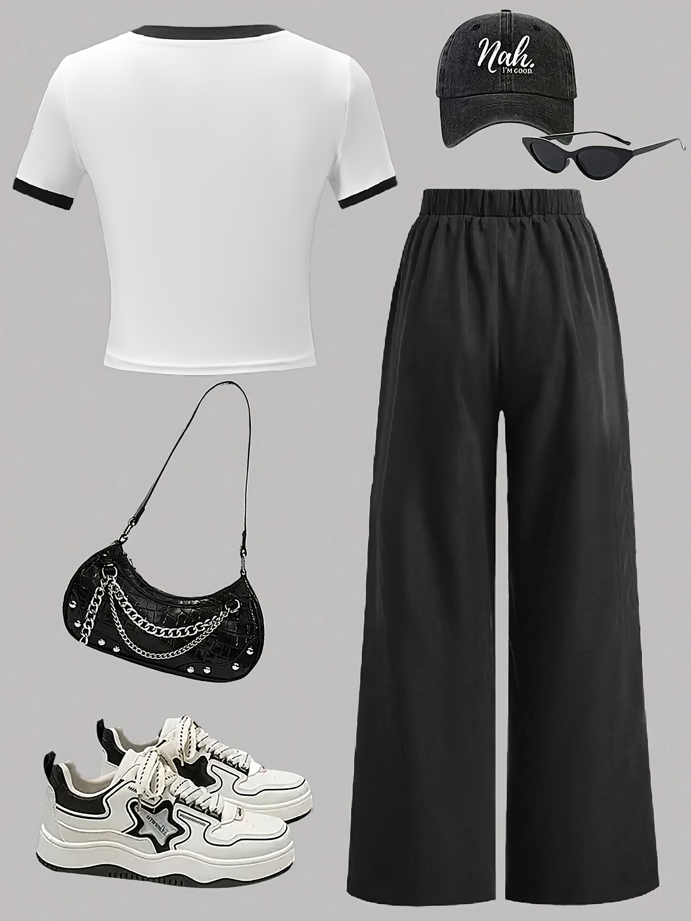 Girls Y2K Letter Print T-Shirt Wide Leg Pants 2-Piece Set Spring Summer - 图片 14