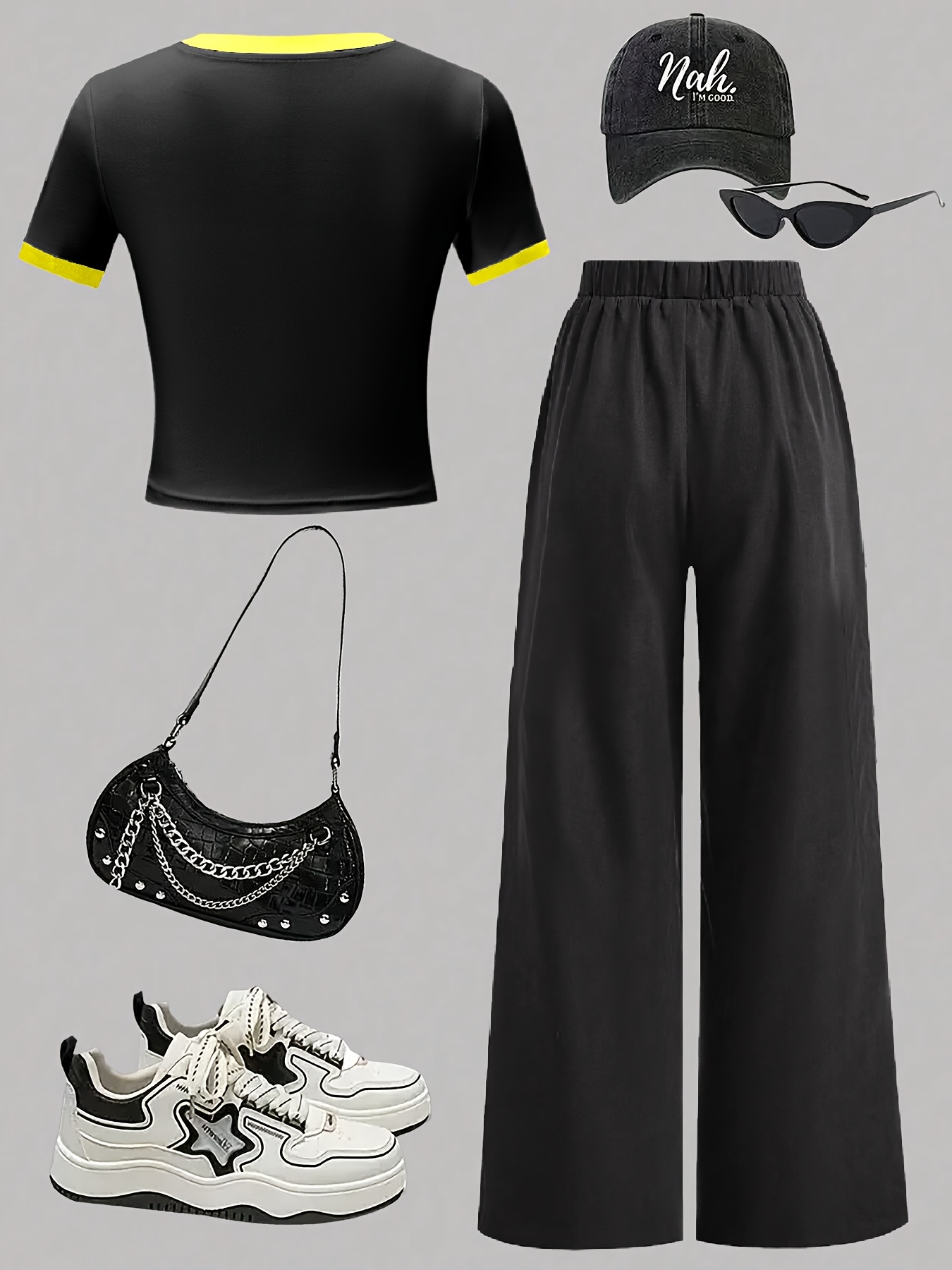 Girls Y2K Letter Print T-Shirt Wide Leg Pants 2-Piece Set Spring Summer - 图片 5