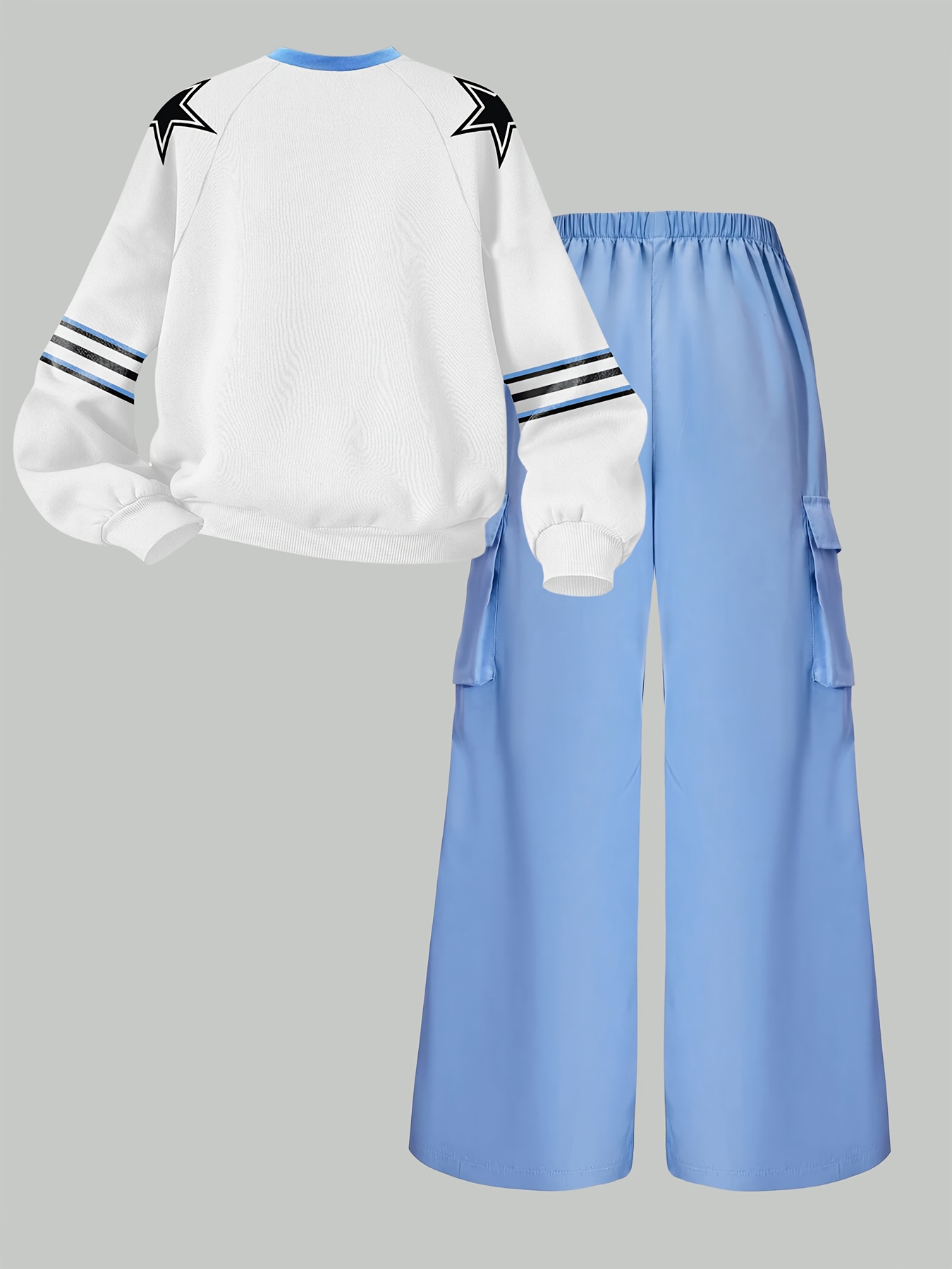 Girls Y2K Sporty Graphic T-Shirt Cargo Pants 2-Piece Set Fall - 图片 4