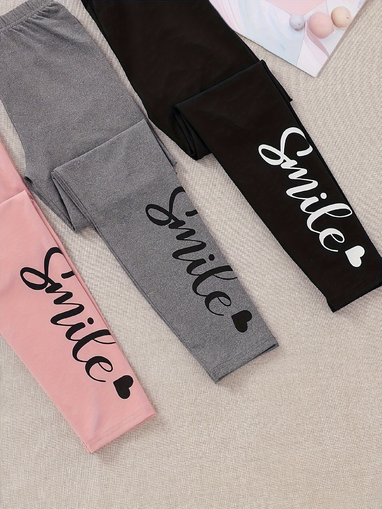 Girls Letter Print Leggings Fall - 图片 2