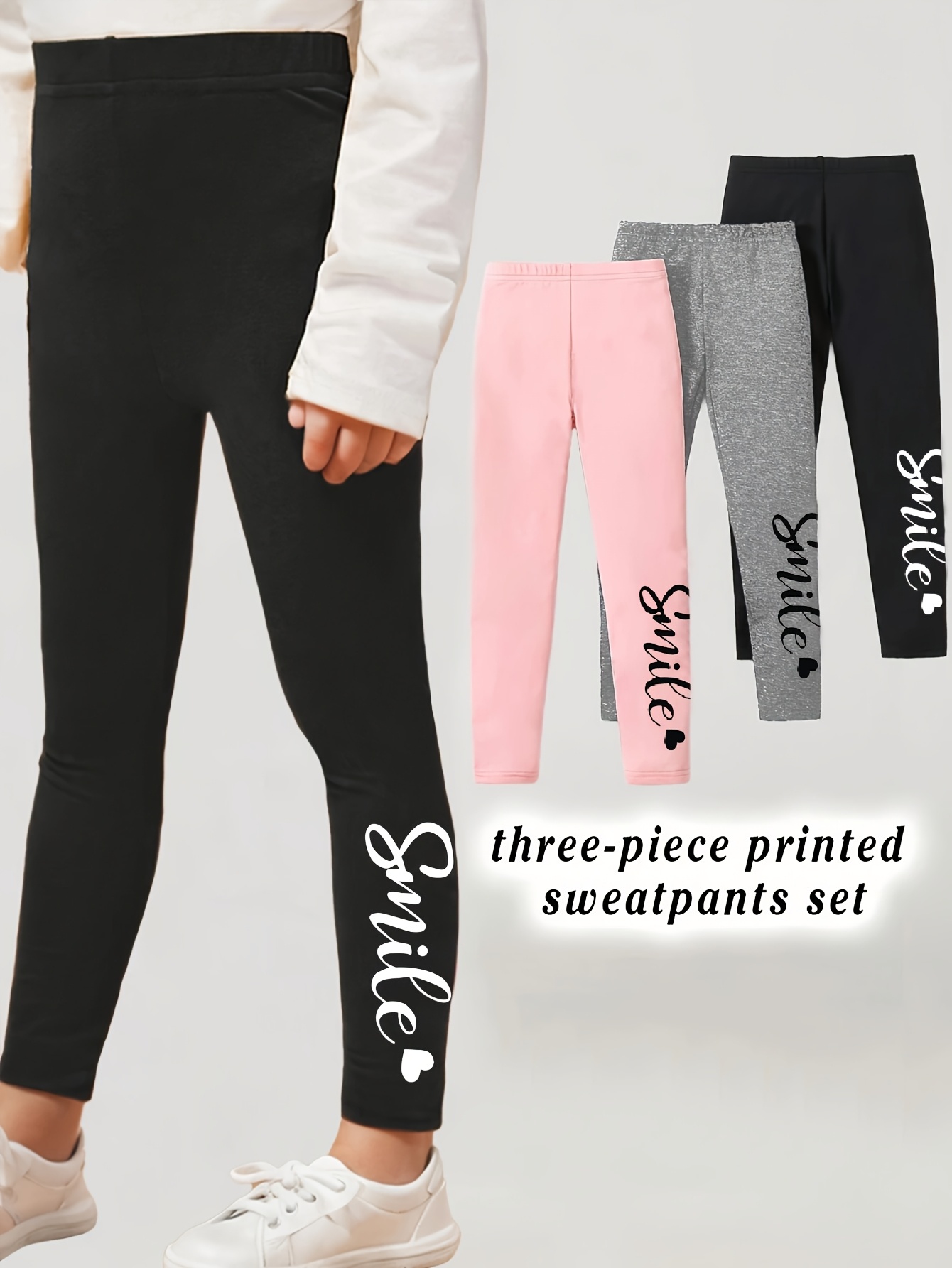 Girls Letter Print Leggings Fall - 图片 6