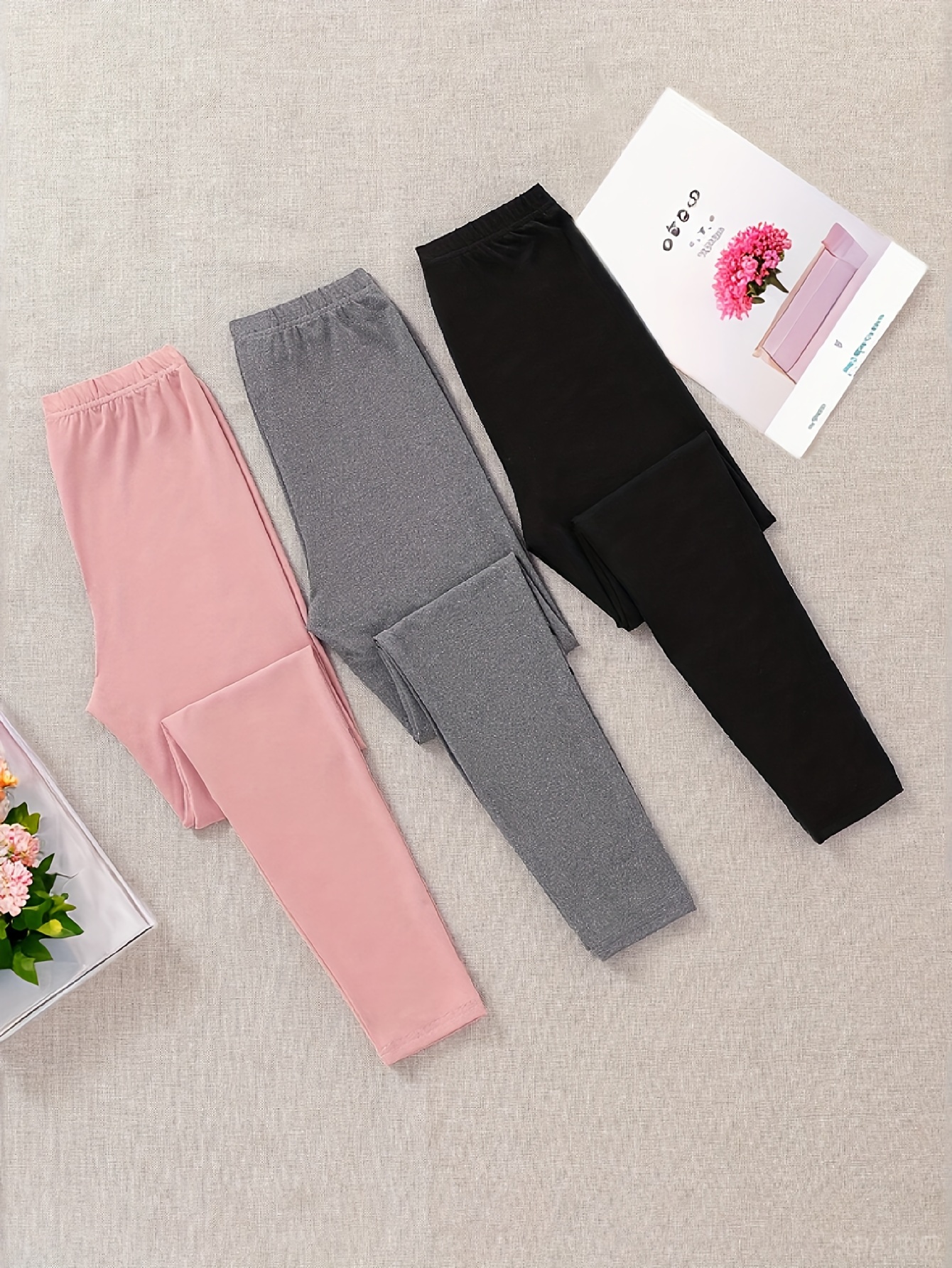 Girls Letter Print Leggings Fall - 图片 3
