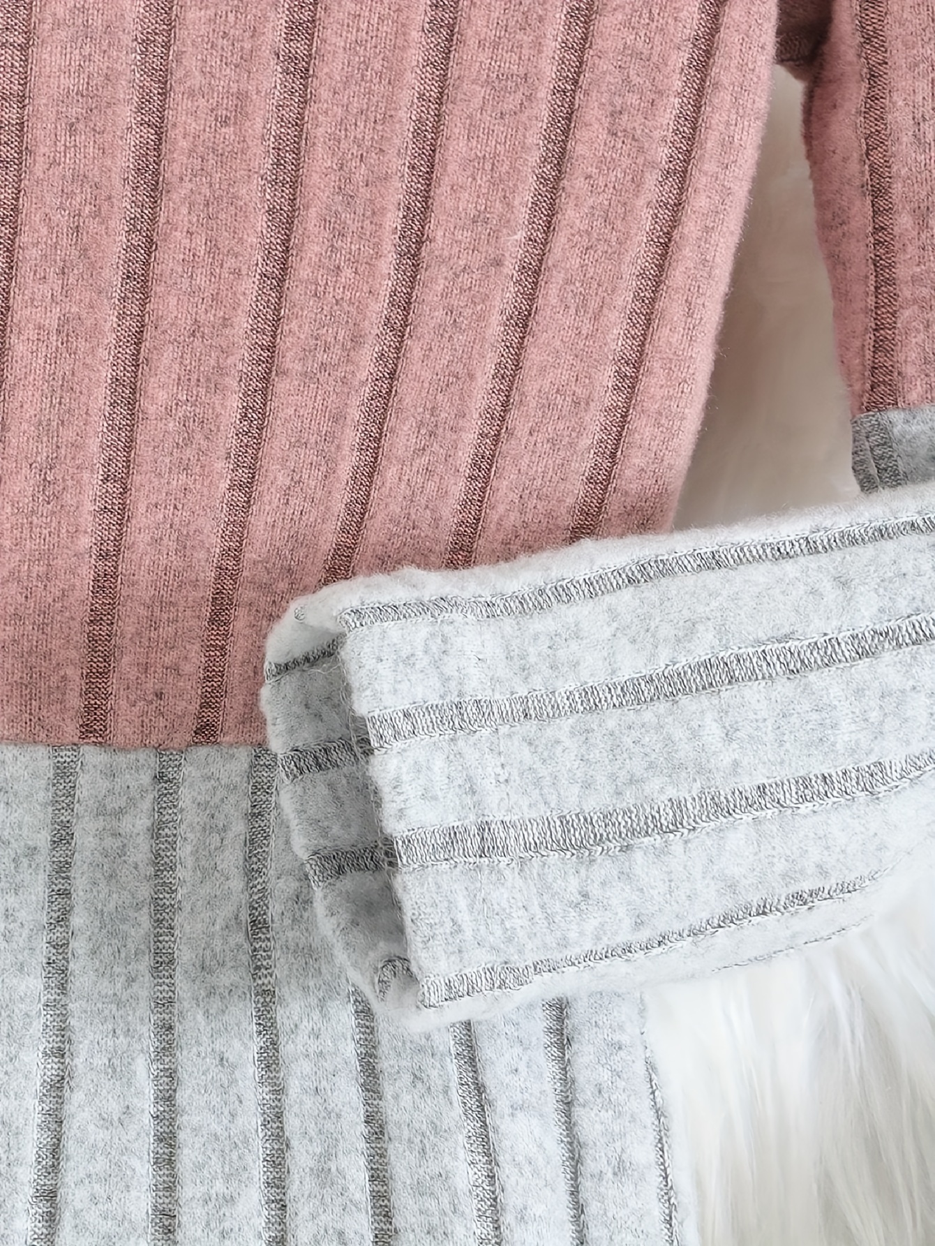 Girls Colorblock Ribbed Sweater Dress Fall - 图片 12